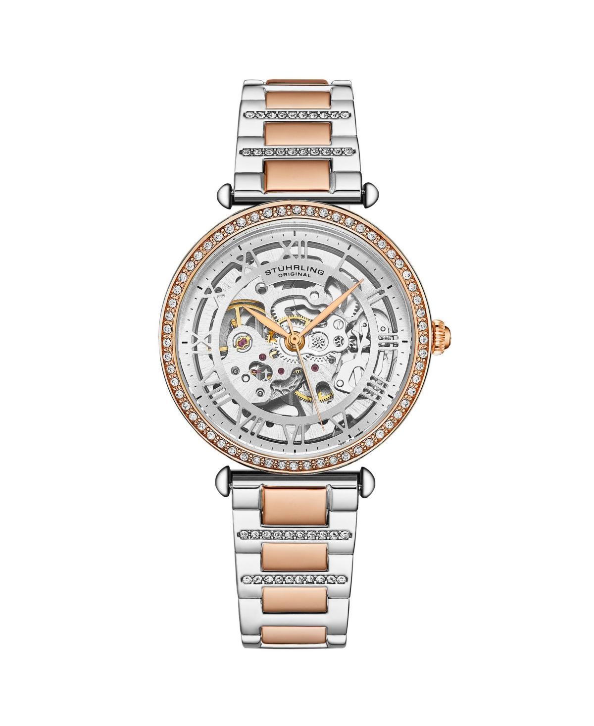 Womens Automatic Skeleton Two Tone Yg /silver stainless steel band with stones Pink Gold Alloy case Product Image