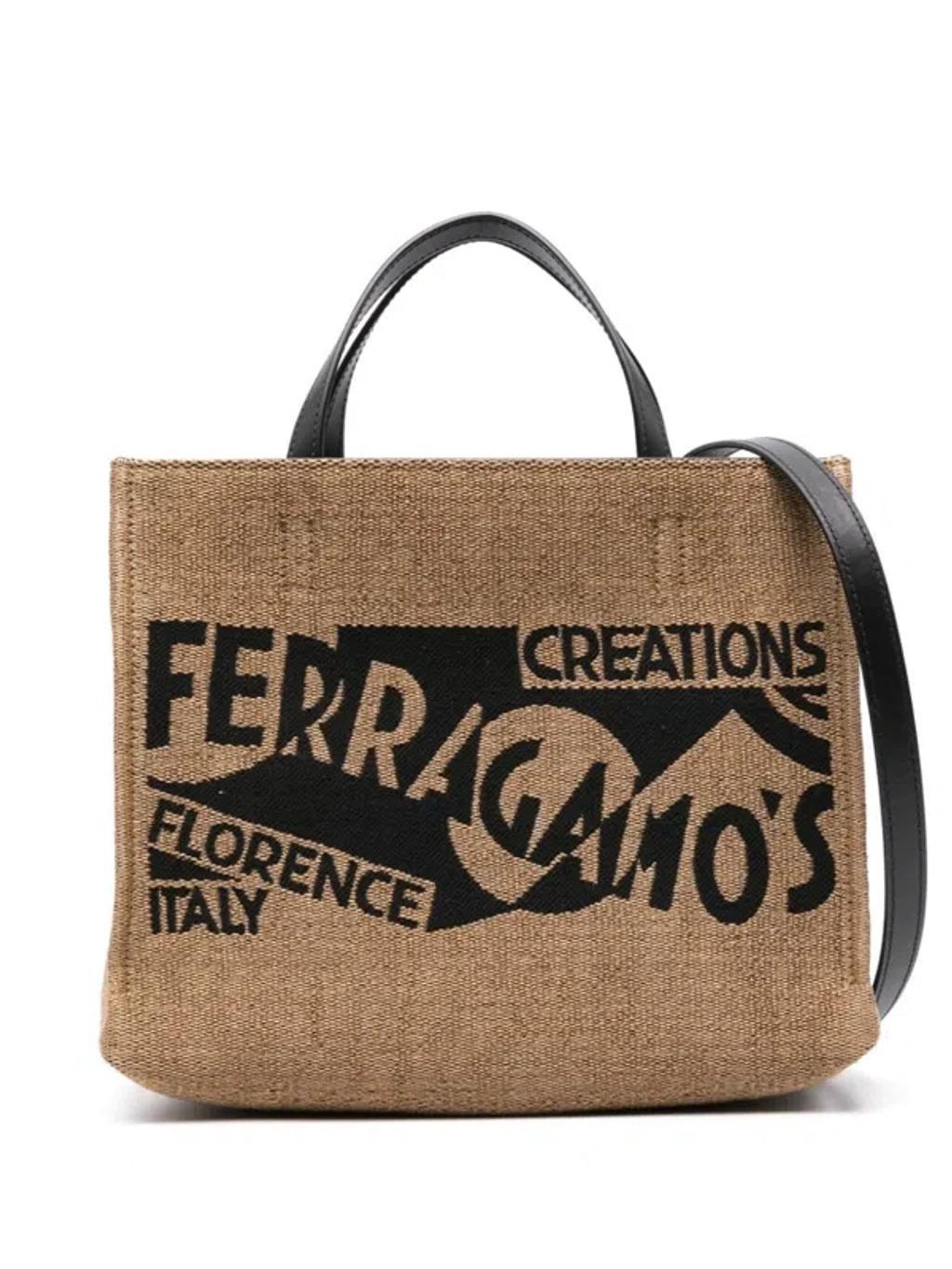 FERRAGAMO Logo Printed Small Tote Bag In Multicolor Product Image