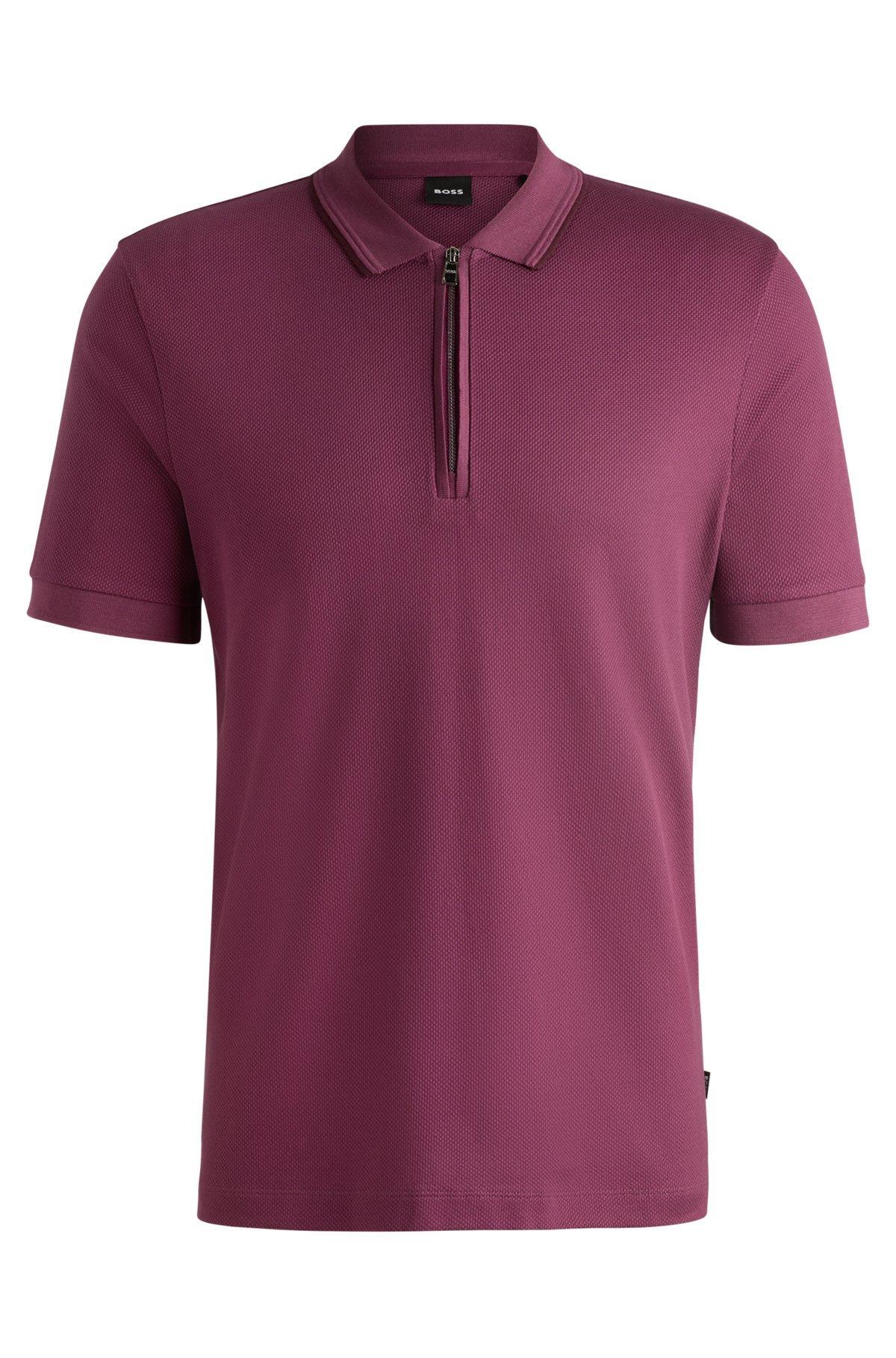 Structured-cotton polo shirt with zip placket Product Image