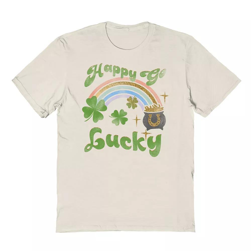 Men's St Patrick's Day Happy Go Graphic Tee, Size: Medium, Natural Product Image