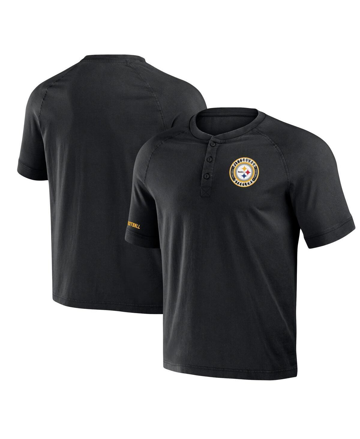 Mens Nfl x Darius Rucker Collection by Fanatics Black Pittsburgh Steelers Washed Raglan Henley T-shirt Product Image