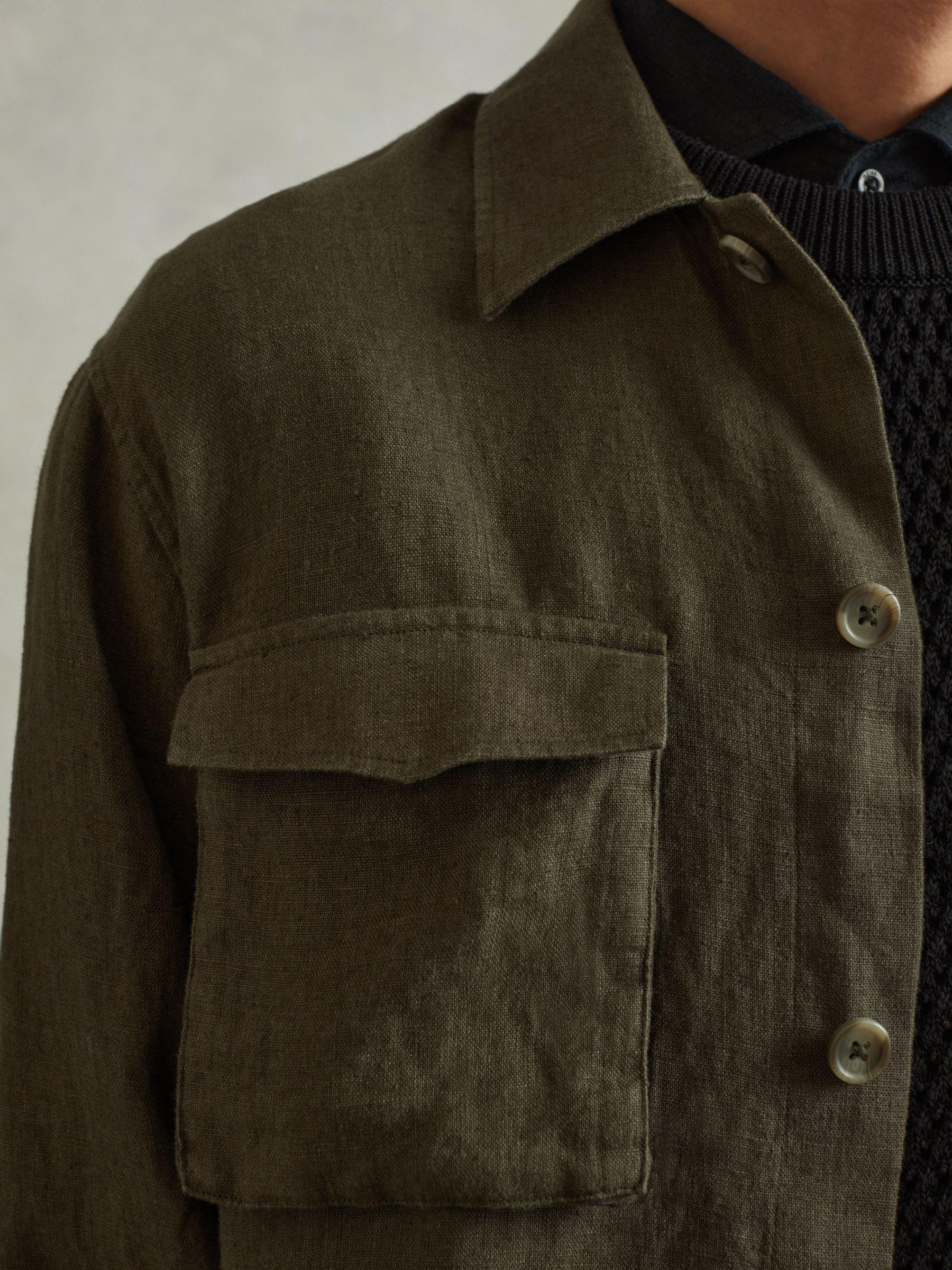 100% Linen Overshirt in Khaki Product Image