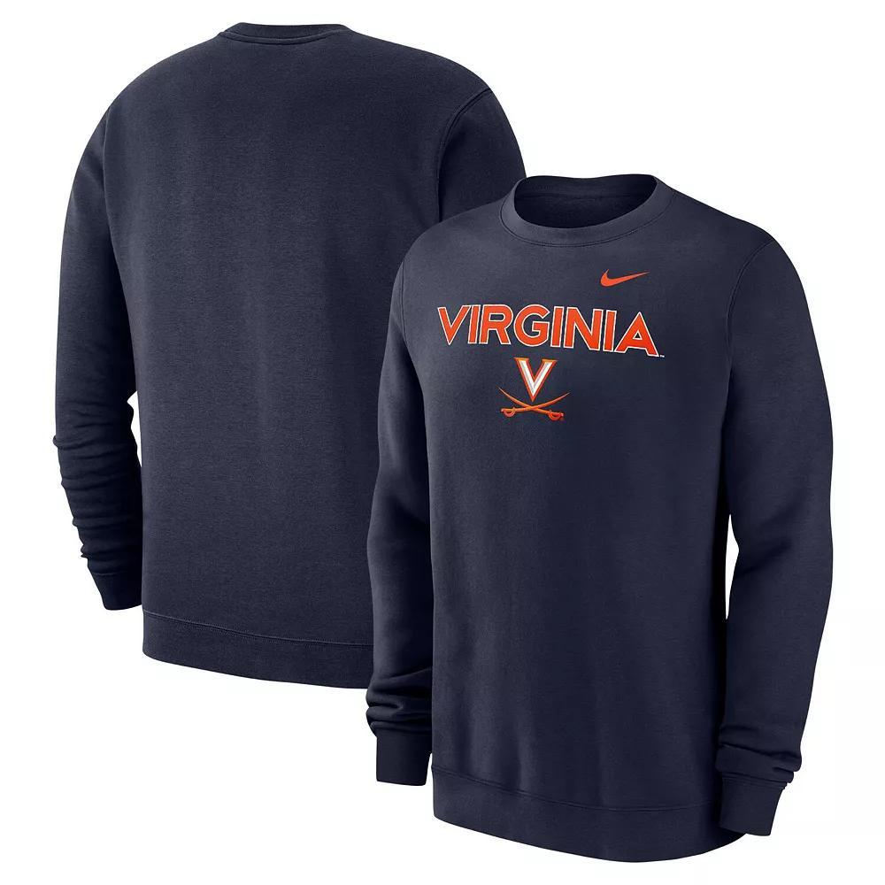 Men's Nike Navy Virginia Cavaliers Club Fleece Pullover Sweatshirt, Size: XL, Blue Product Image
