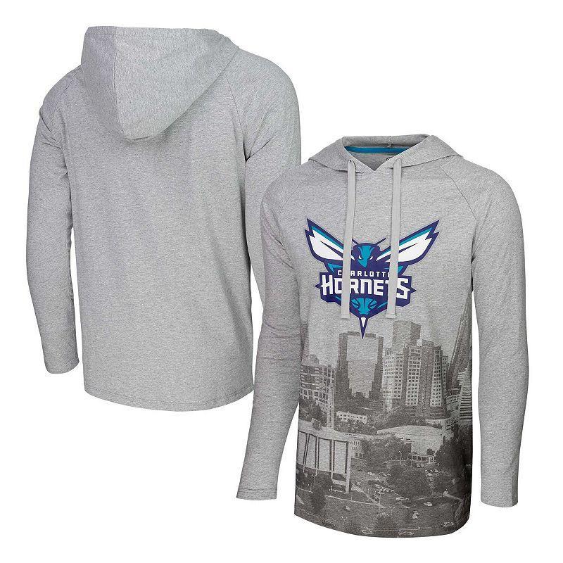 Mens Stadium Essentials Heather Gray Charlotte Hornets Atrium Raglan Long Sleeve Hoodie T-Shirt Product Image