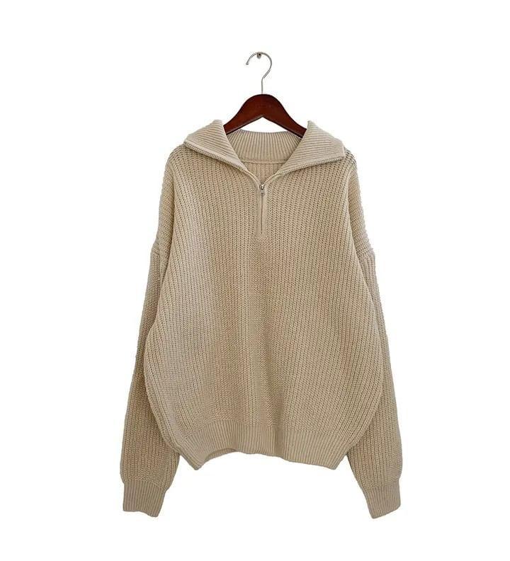 Half-Zip Plain Sweater Product Image