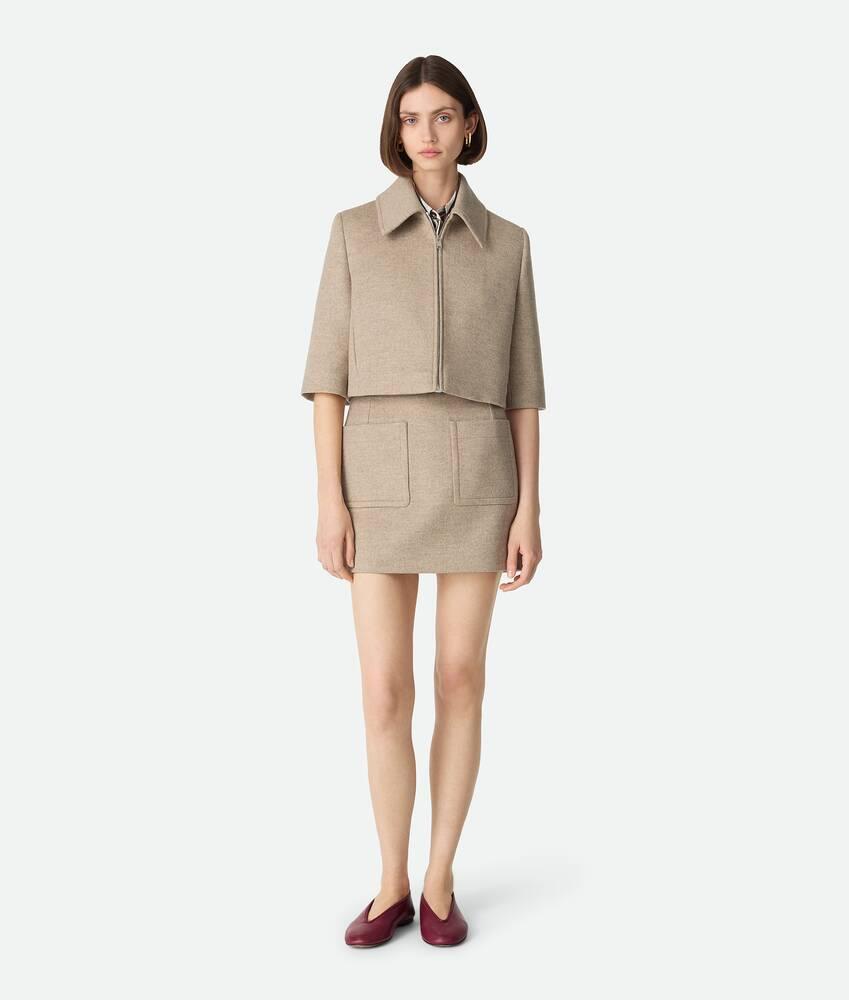 Women's Wool And Cashmere Cropped Jacket in Sandshell melange Product Image