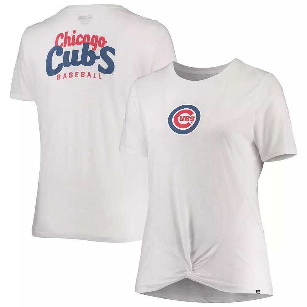 Women's New Era White Chicago Cubs Plus Size 2-Hit Front Knot T-Shirt, Size: 3XL Product Image