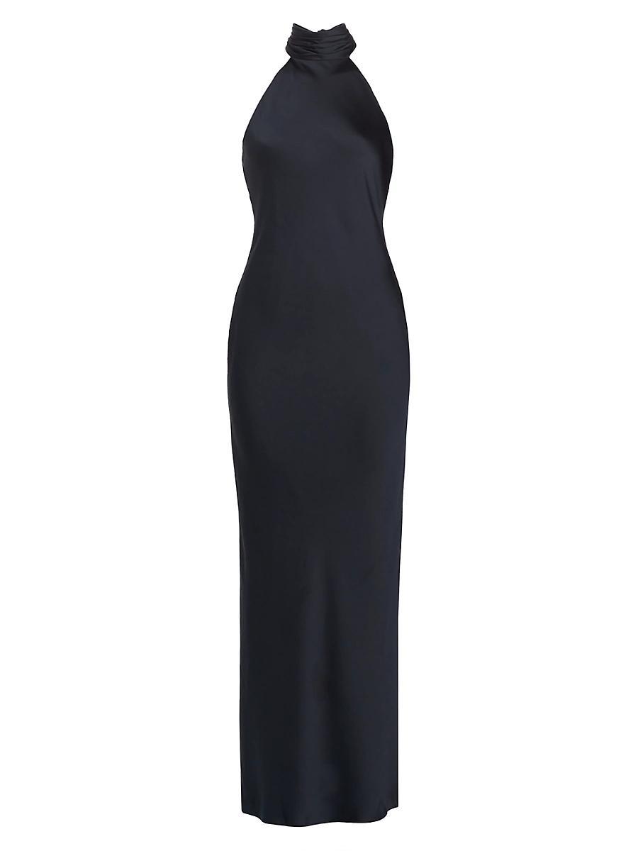 Womens Tatiana High-Neck Satin Gown Product Image