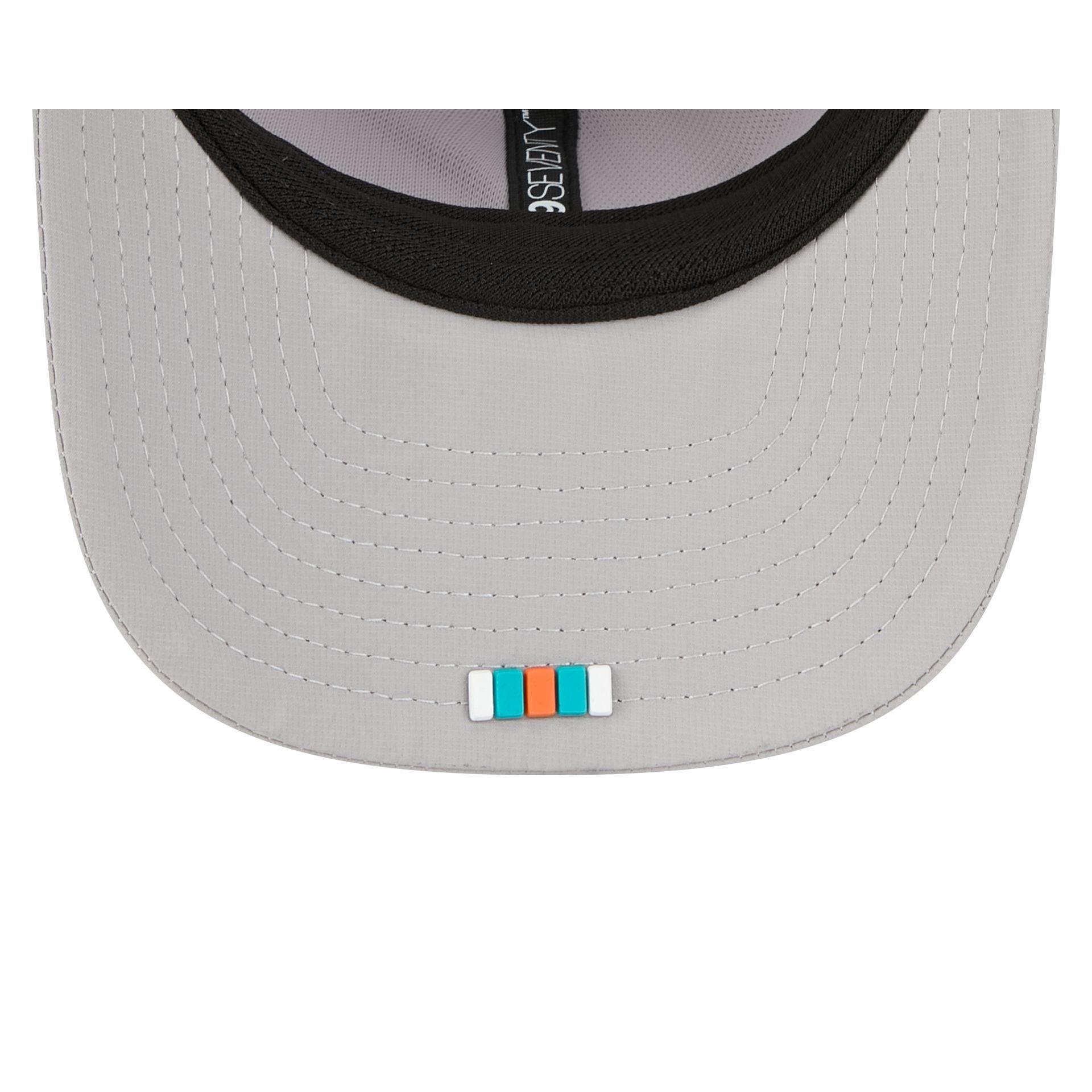 Miami Dolphins 2025 Sideline Hot Weather Gray 9SEVENTY Trucker Hat Male Product Image