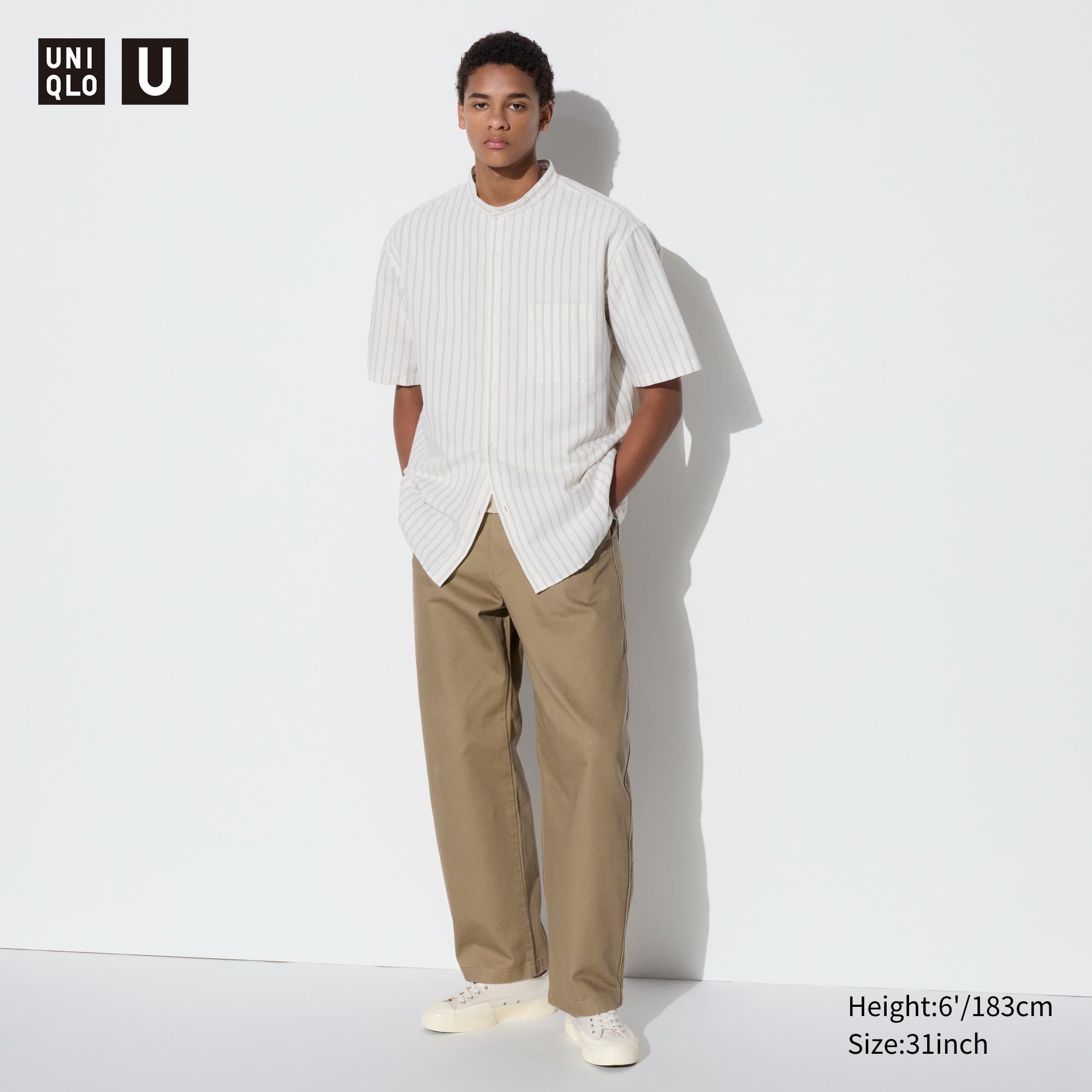 Mens Wide Chino Pants Brown 27 inch UNIQLO US Product Image