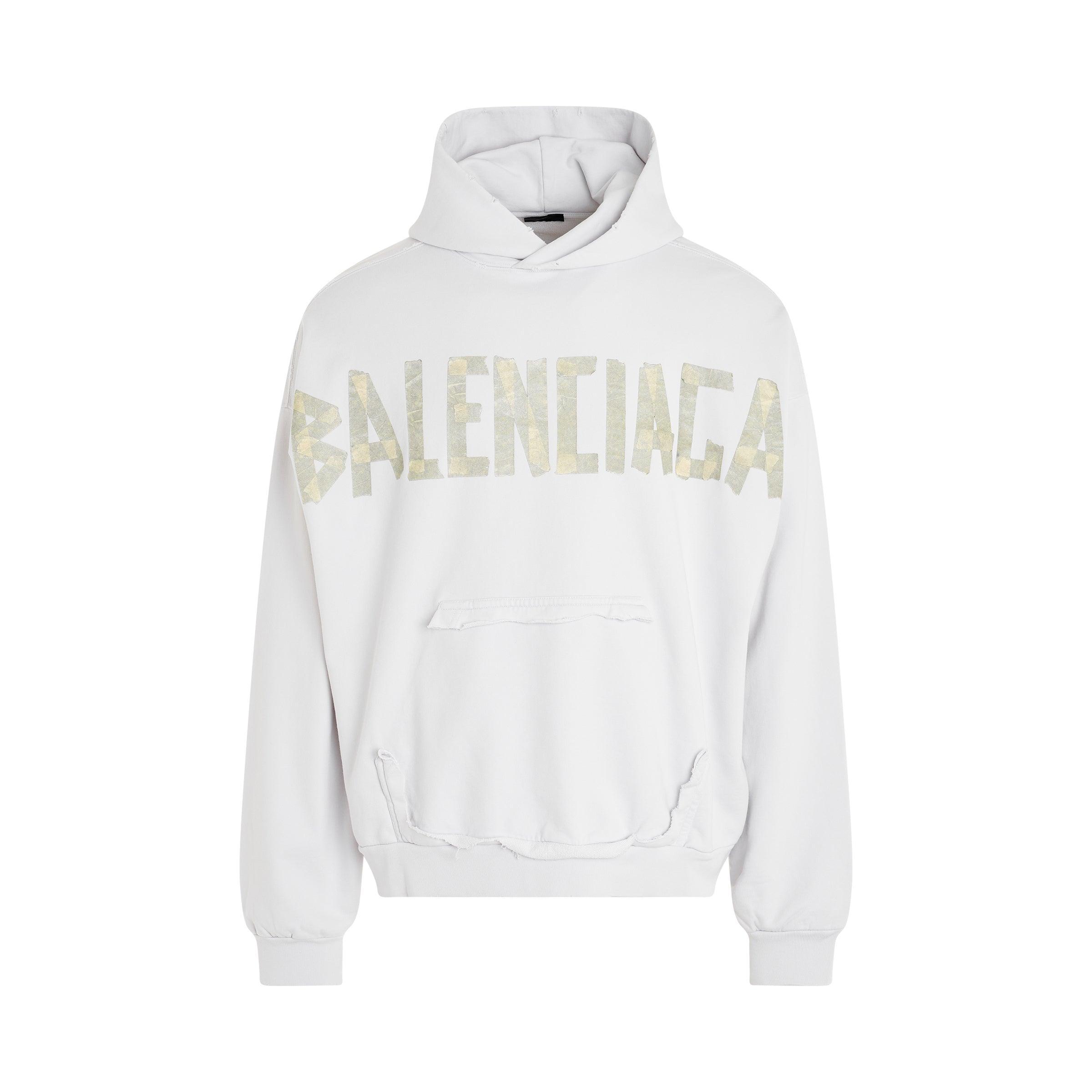 BALENCIAGA Tape Type Ripped Pocket Hoodie In White Product Image