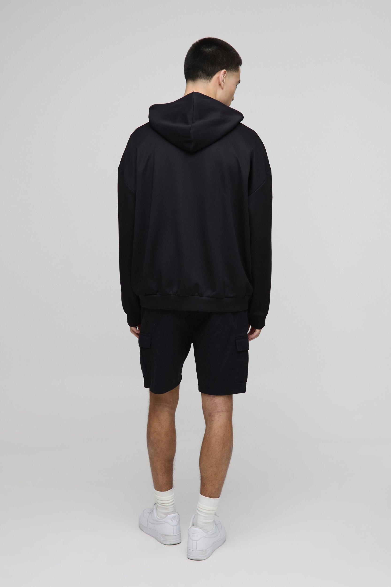 Elasticated Waist Black Relaxed Fit Cargo Shorts | boohooMAN USA Product Image