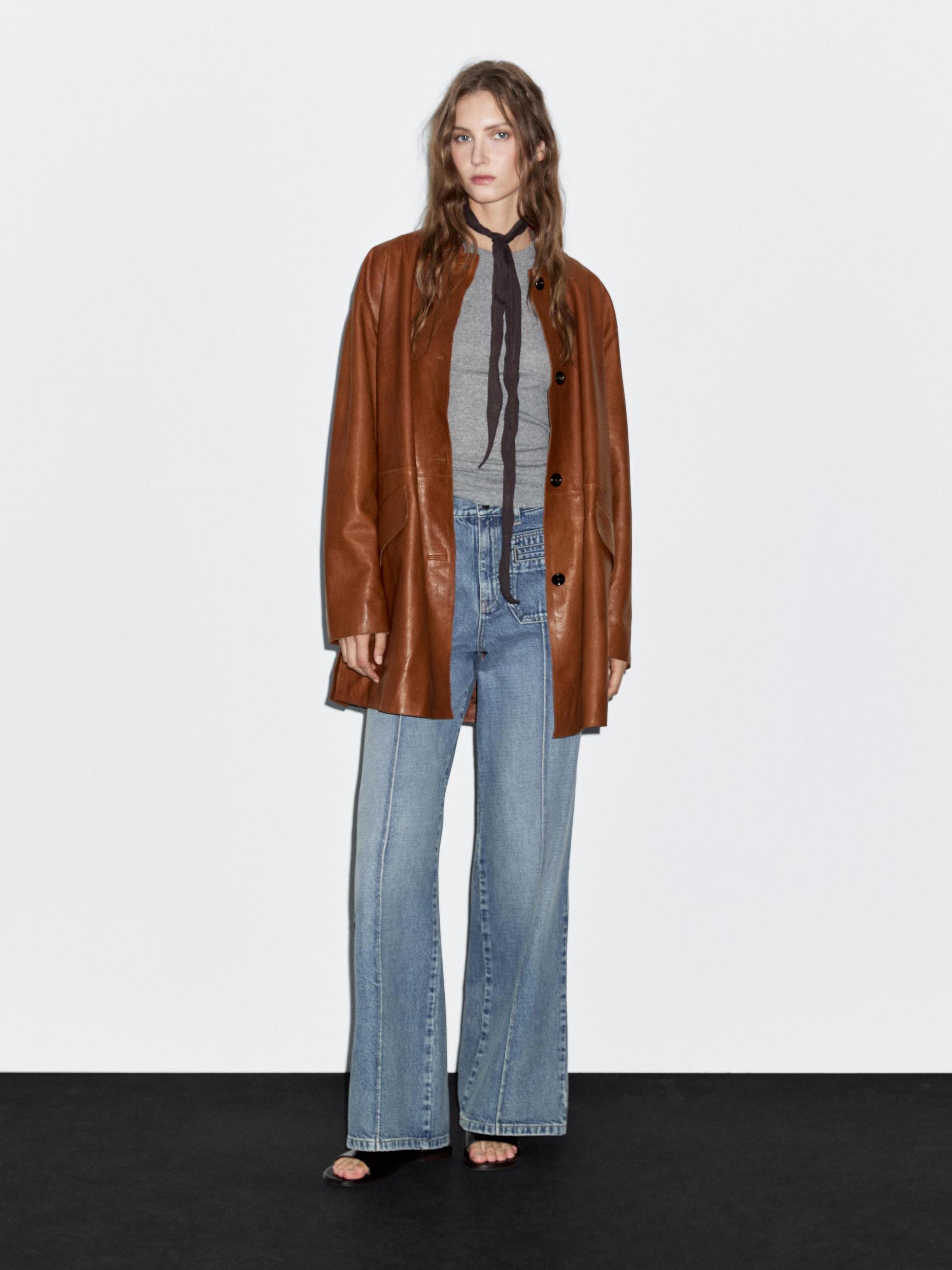 Long nappa leather coat Product Image