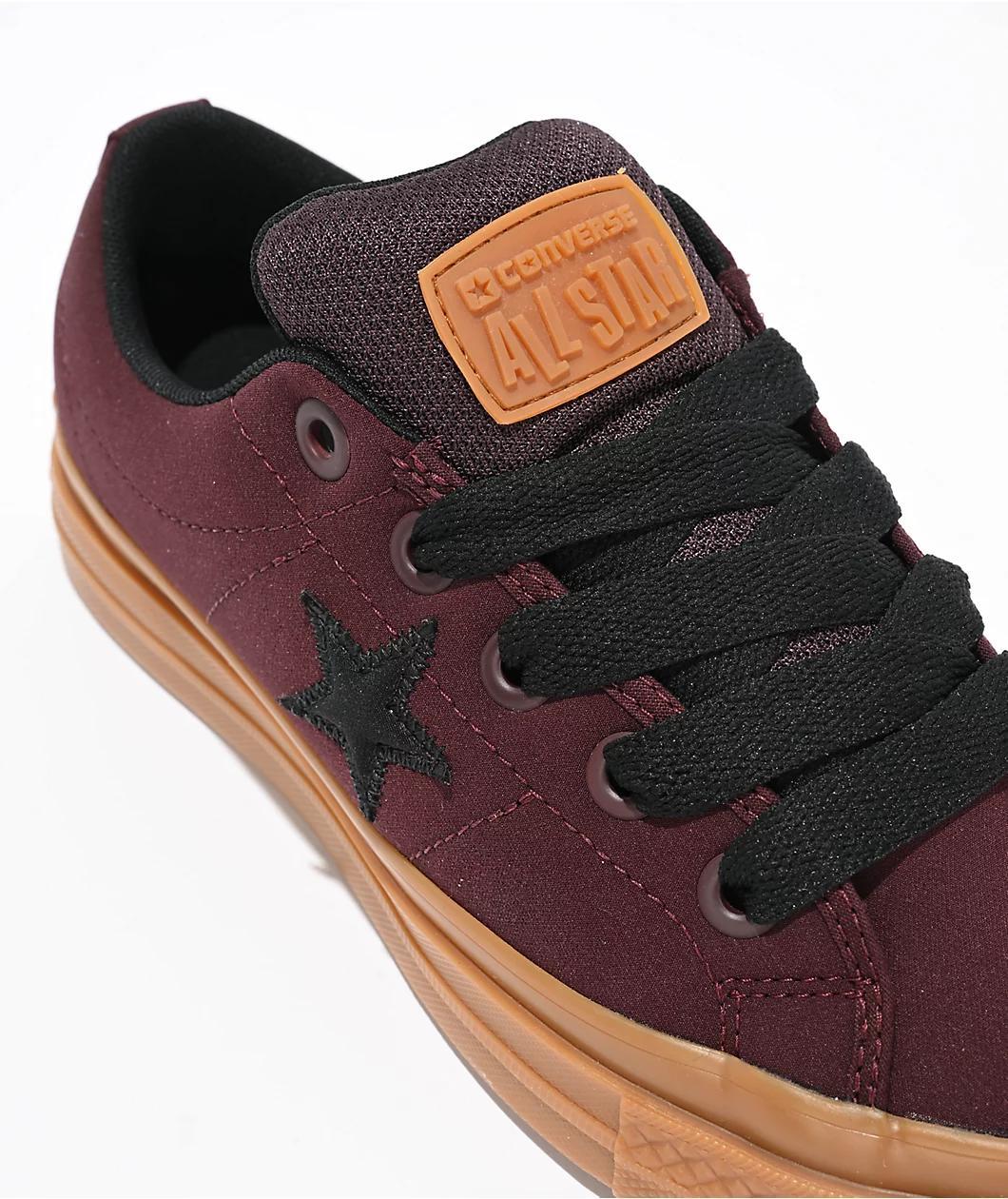 Converse One Star Puffed Bloodstone, Black, & Gum Skate Shoes Product Image