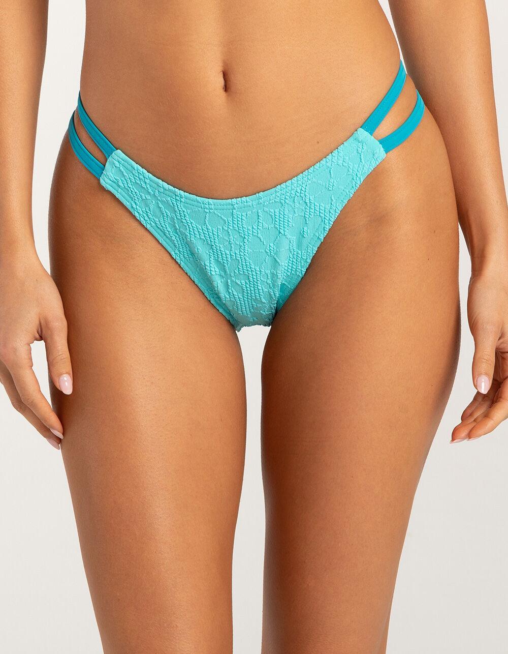 DAMSEL Textured Double Strap High Leg Bikini Bottoms Product Image