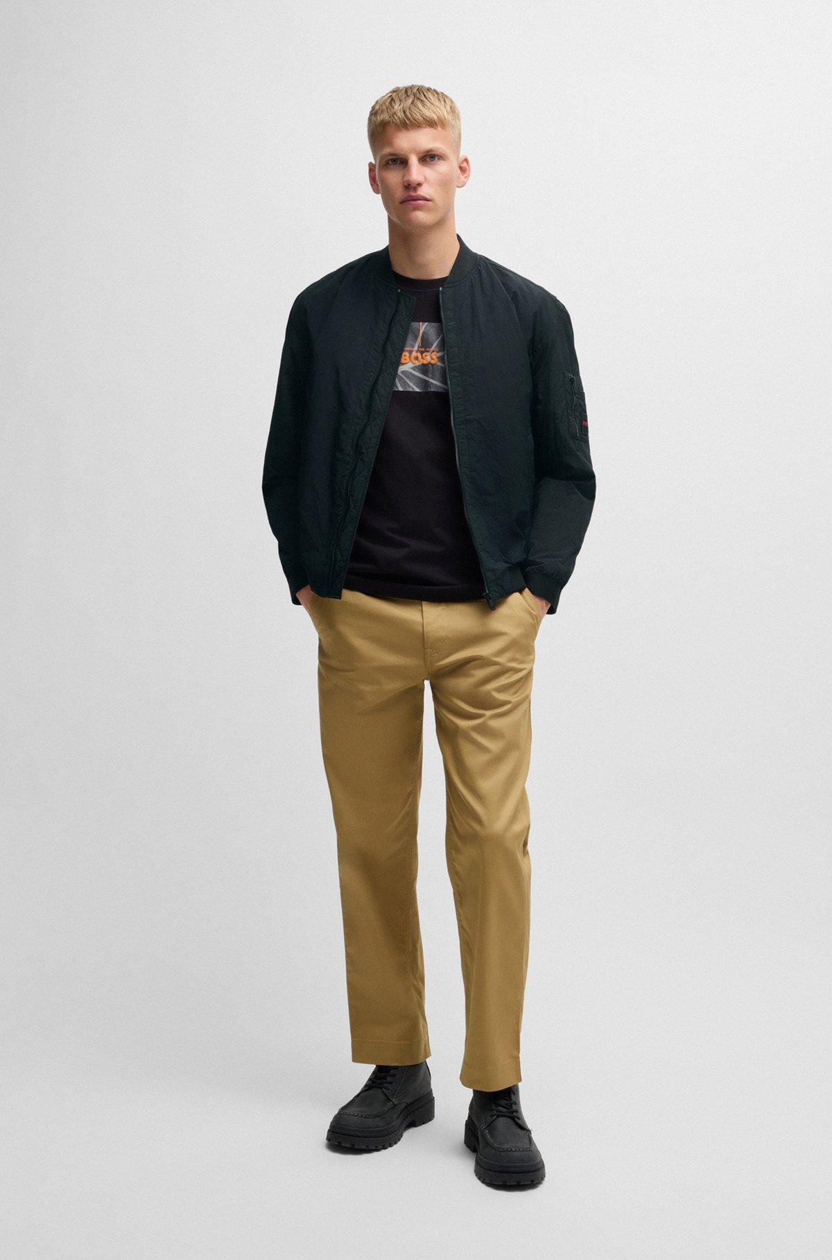 Water-repellent bomber jacket with logo badge Product Image