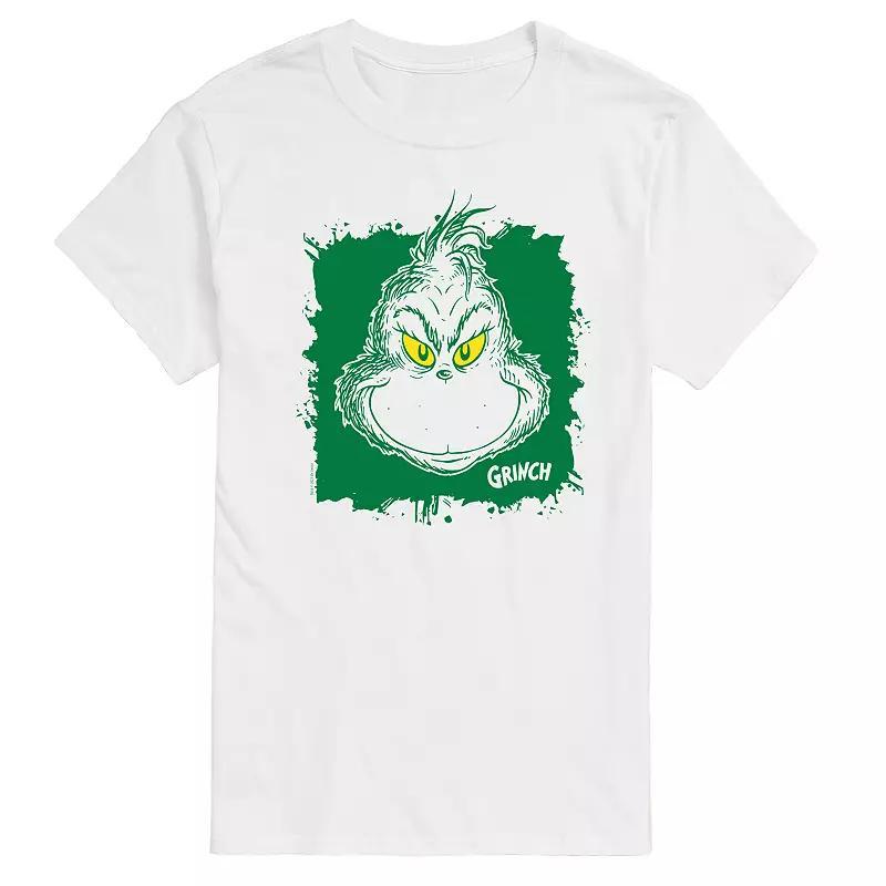 Men's Dr. Seuss Grinch Face Paint Splatter Graphic Tee,  Product Image