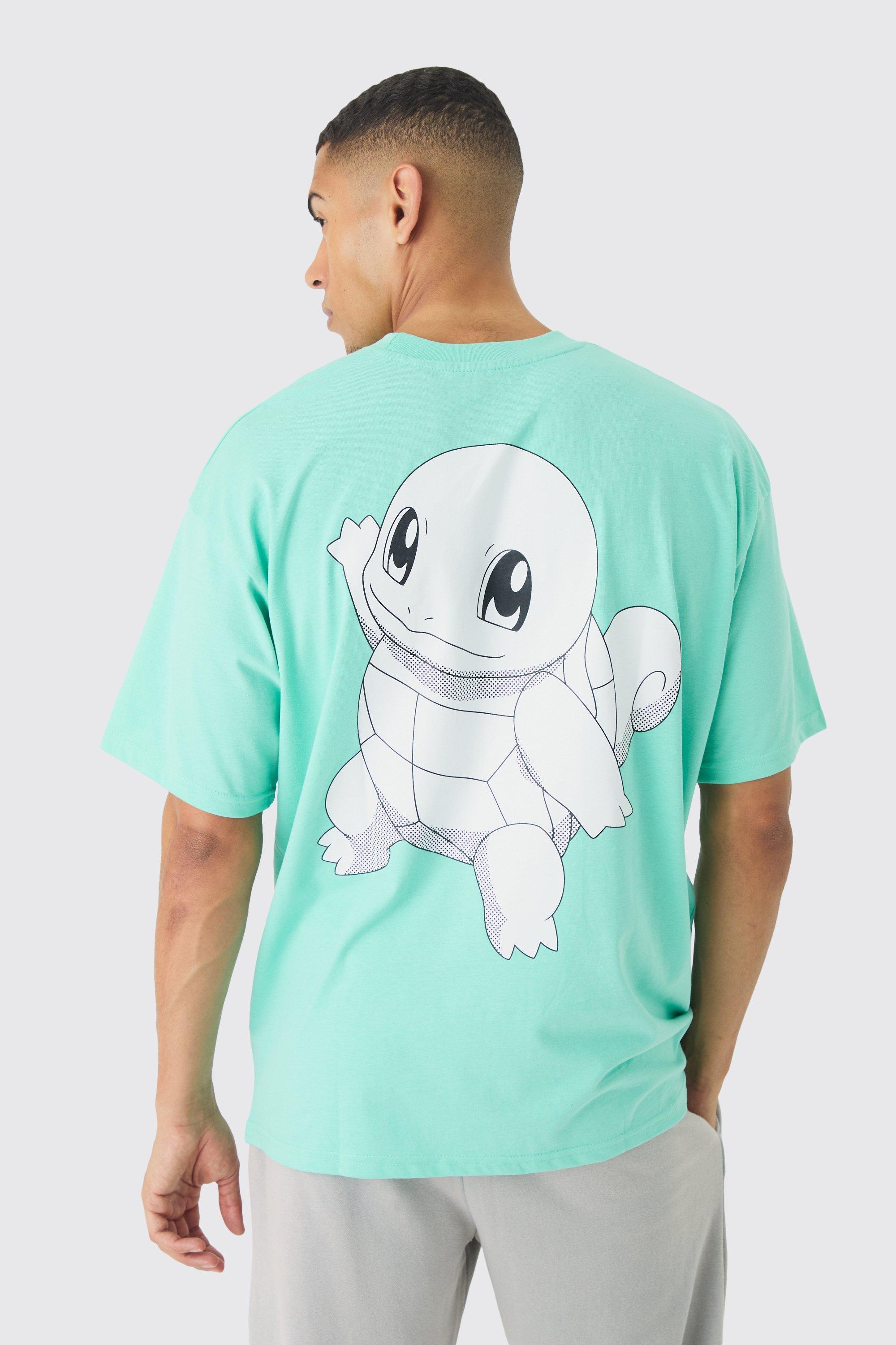 Mens Blue Oversized Pokemon Extended Neck Squirtle License T-shirt, Blue Product Image