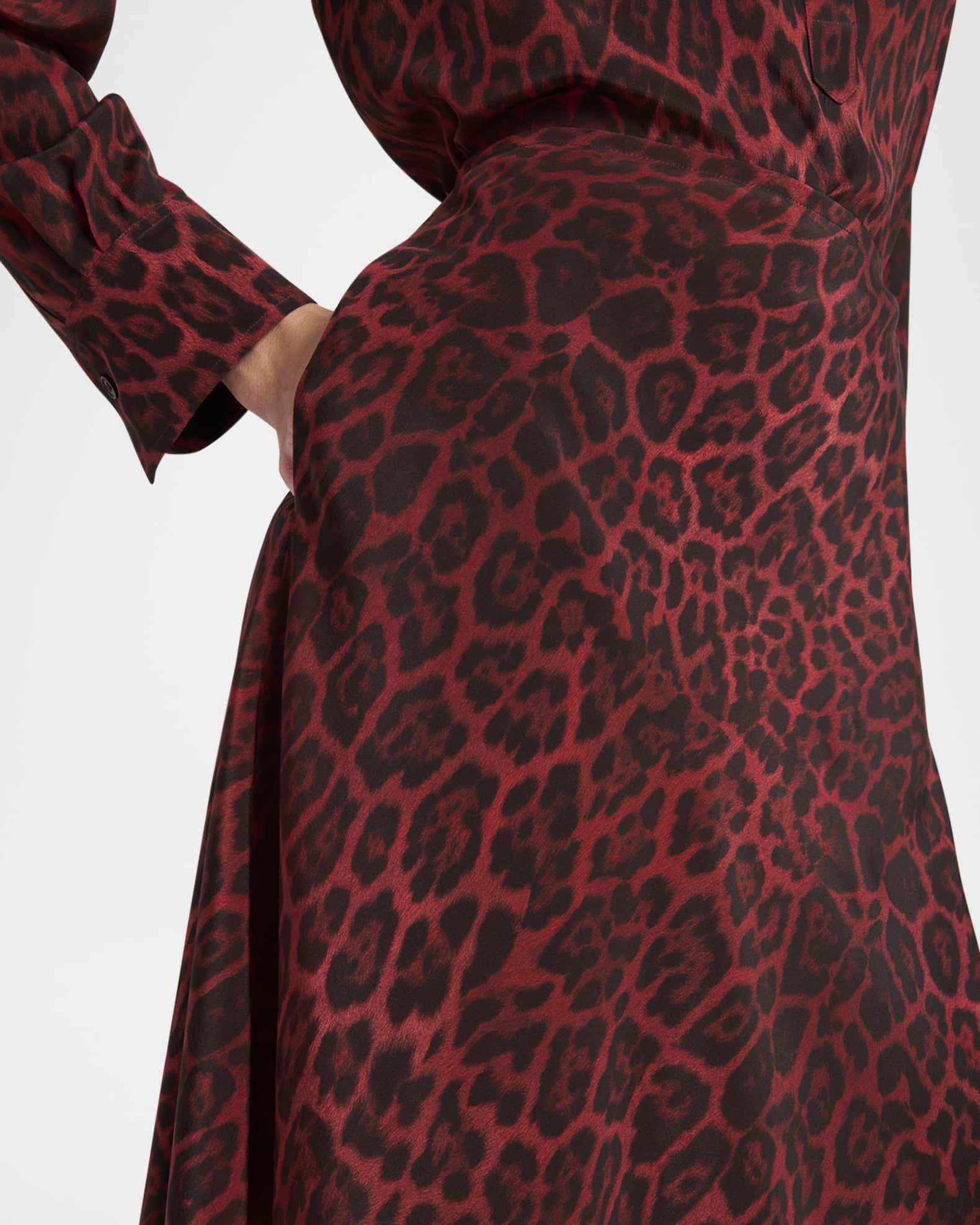 Leopard Print Asymmetric Silk Skirt Product Image