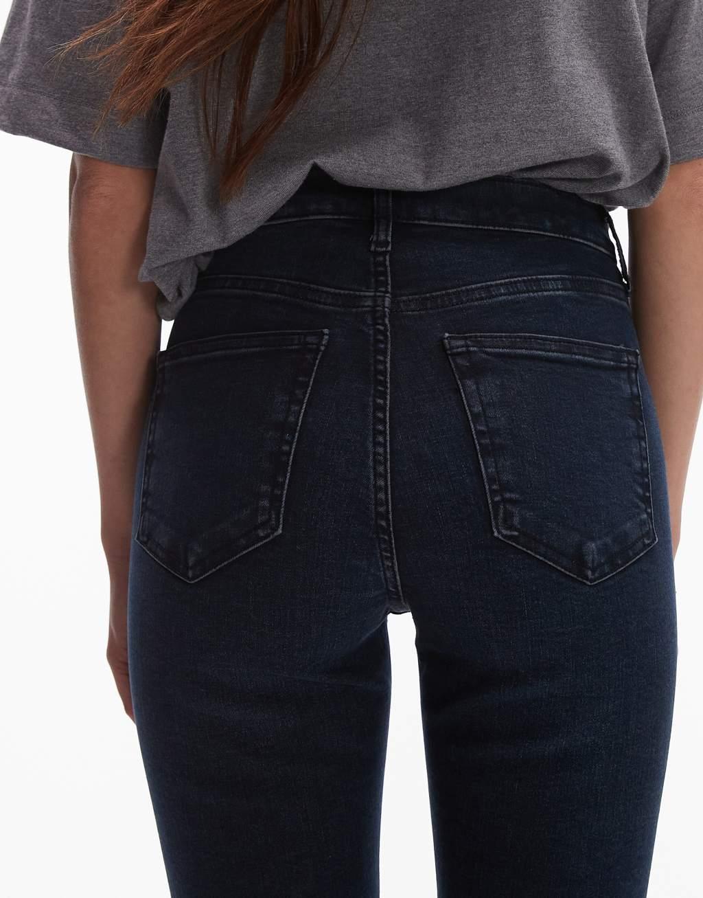 Topshop Jamie high rise skinny jeans in blue black Product Image