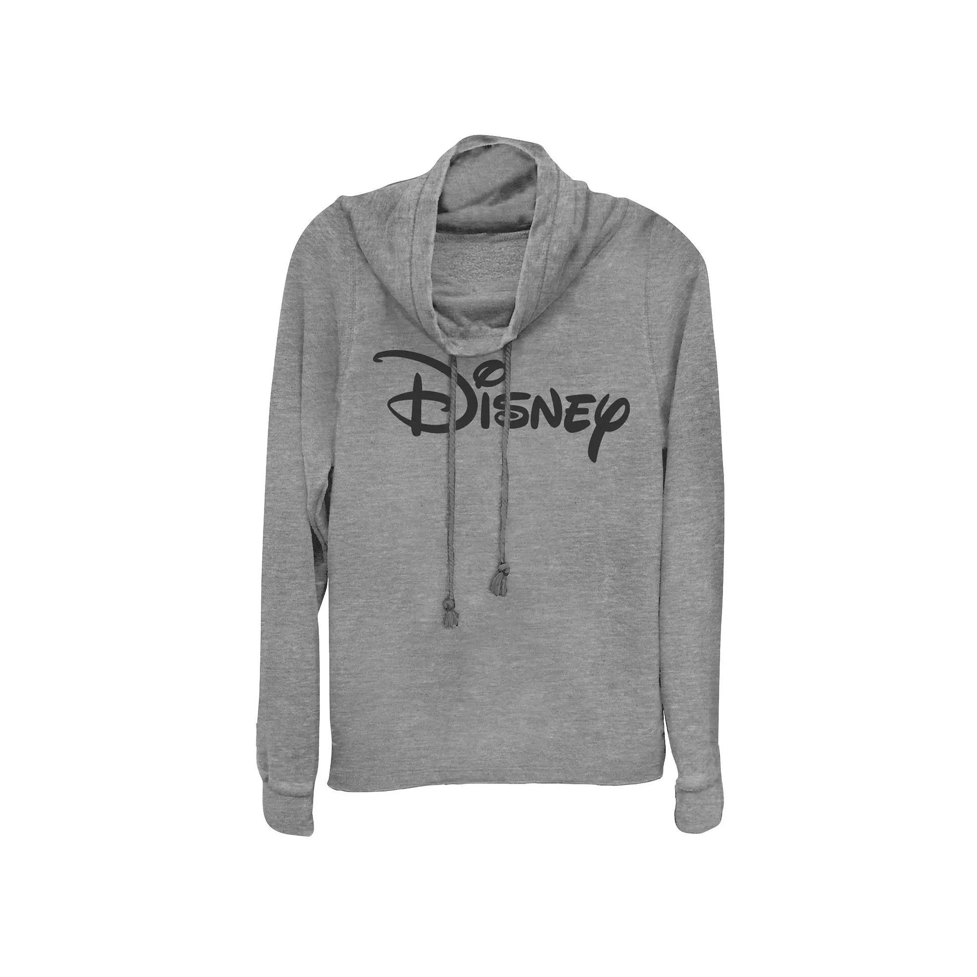 Disney Juniors' Logo Cowlneck Graphic Lightweight Long Sleeve, Girl's, Size: XL, Gray Grey Product Image