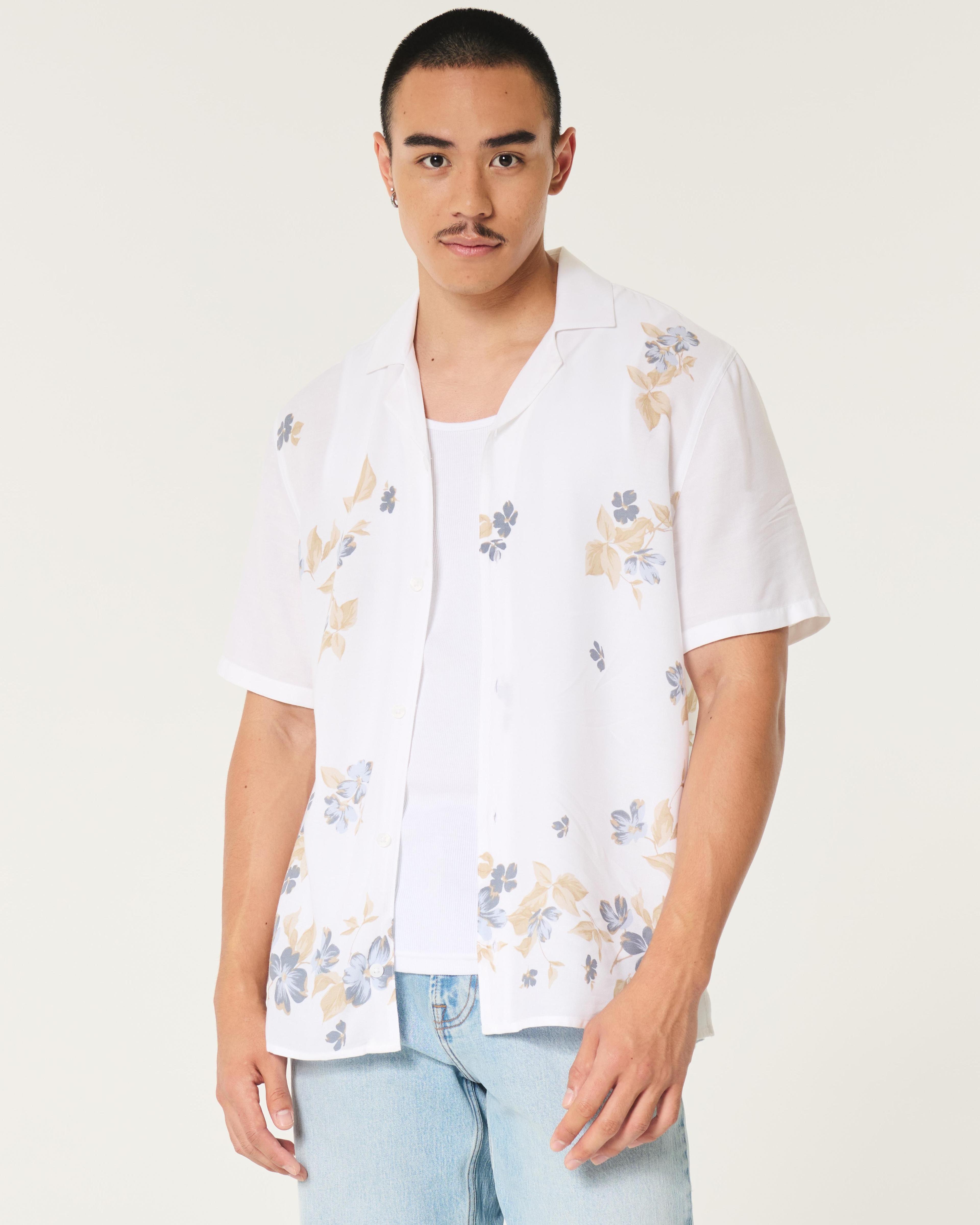 Boxy Short-Sleeve Floral Shirt Product Image