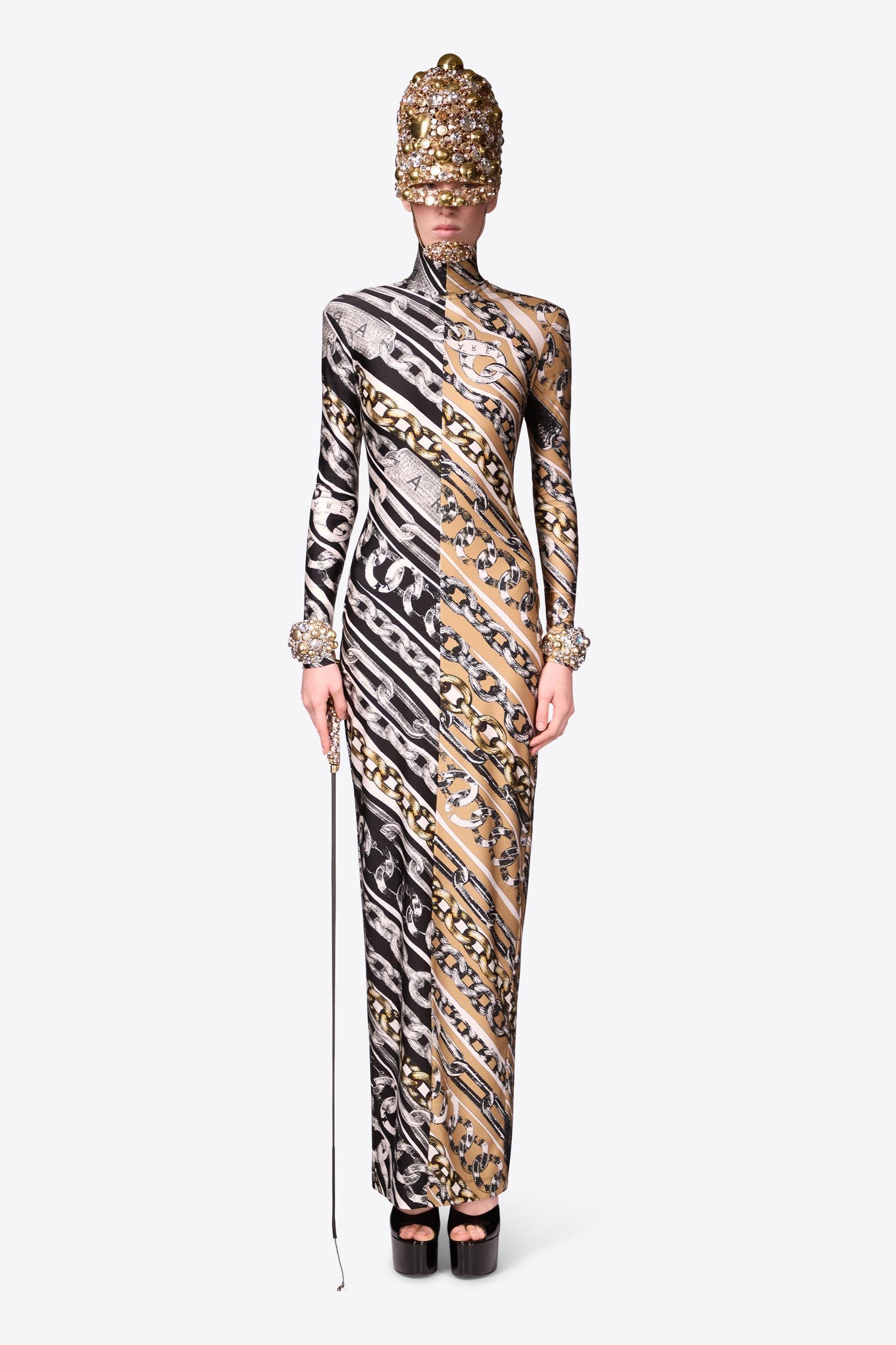 Chain Printed Long Sleeve Maxi Dress Product Image