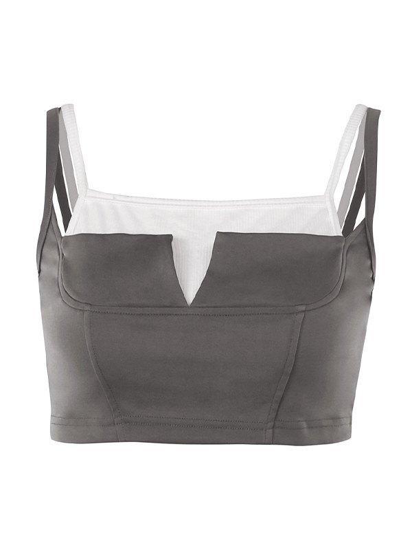 Contrasting Patchwork Crop Cami Top Product Image