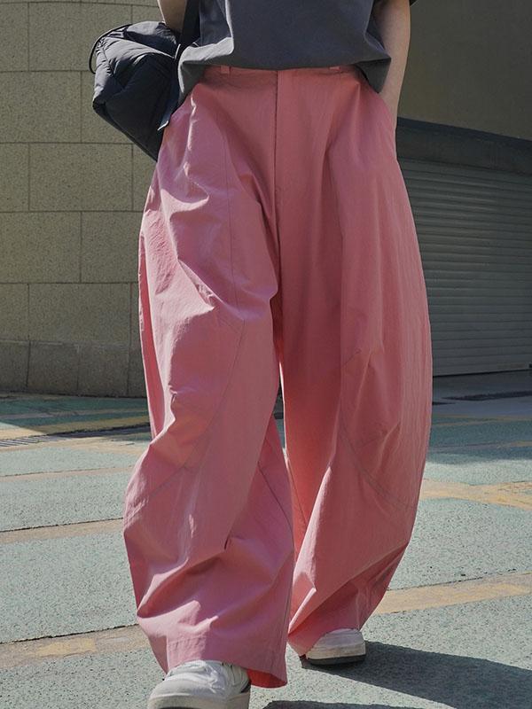 Loose Wide Leg Solid Color Split-Joint Casual Pants Bottoms Trousers Product Image