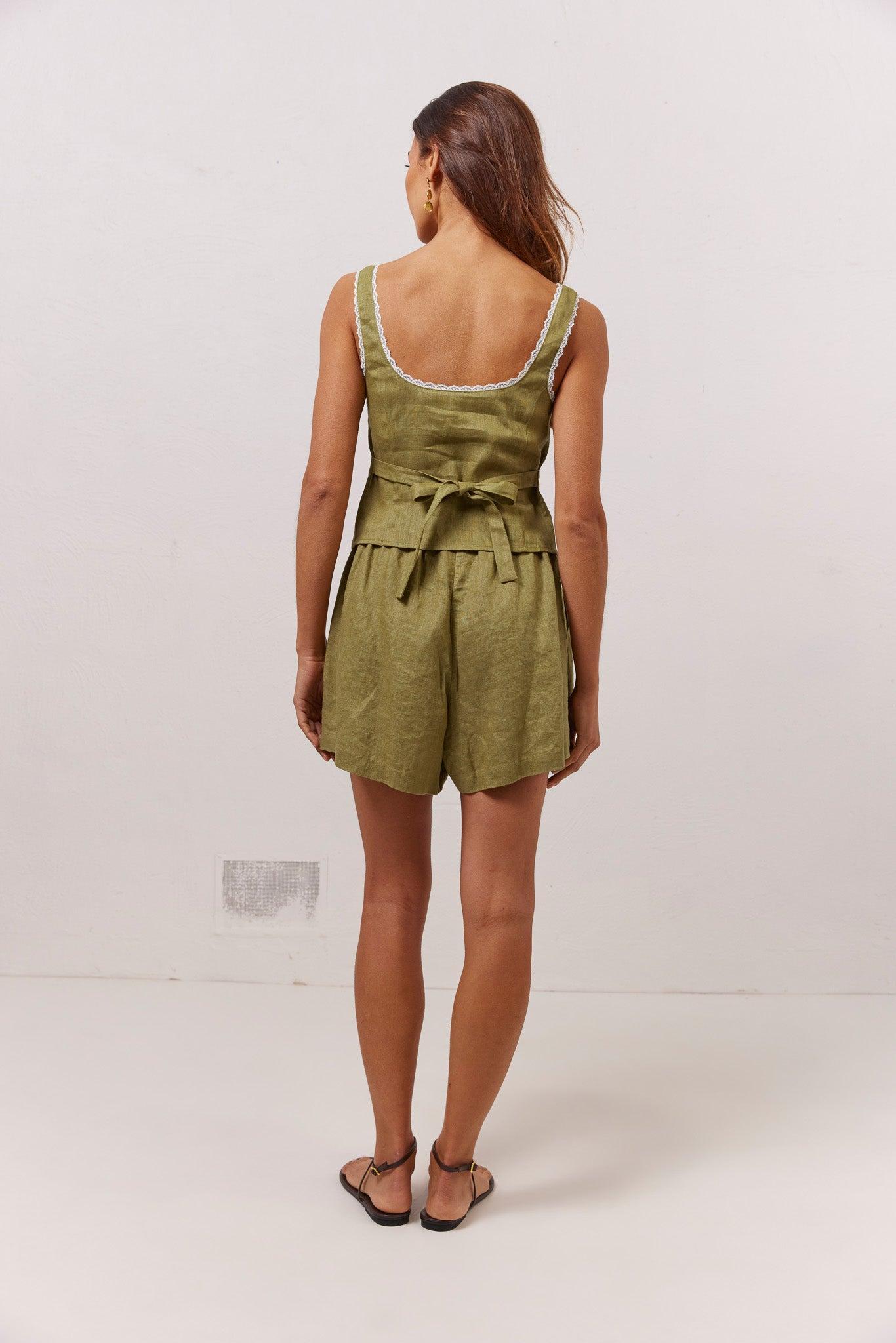 Love Language Linen Button Front Top Olive Product Image