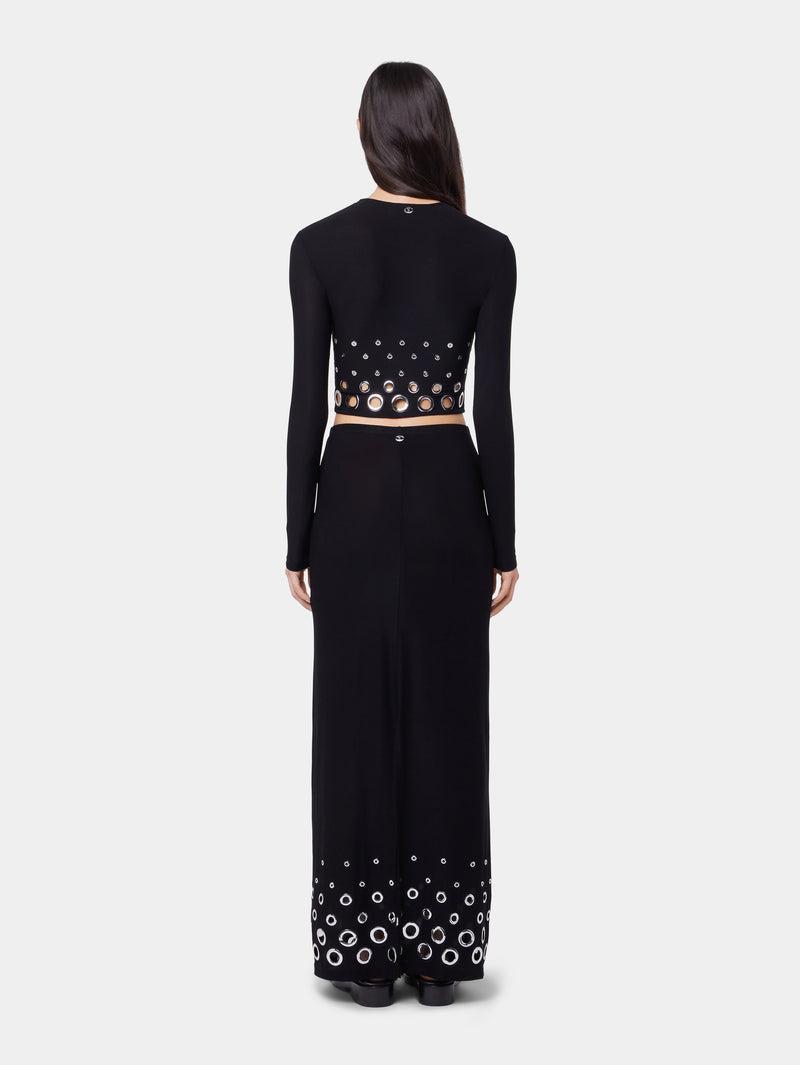 BLACK LONG SKIRT IN JERSEY SECOND-SKIN Product Image