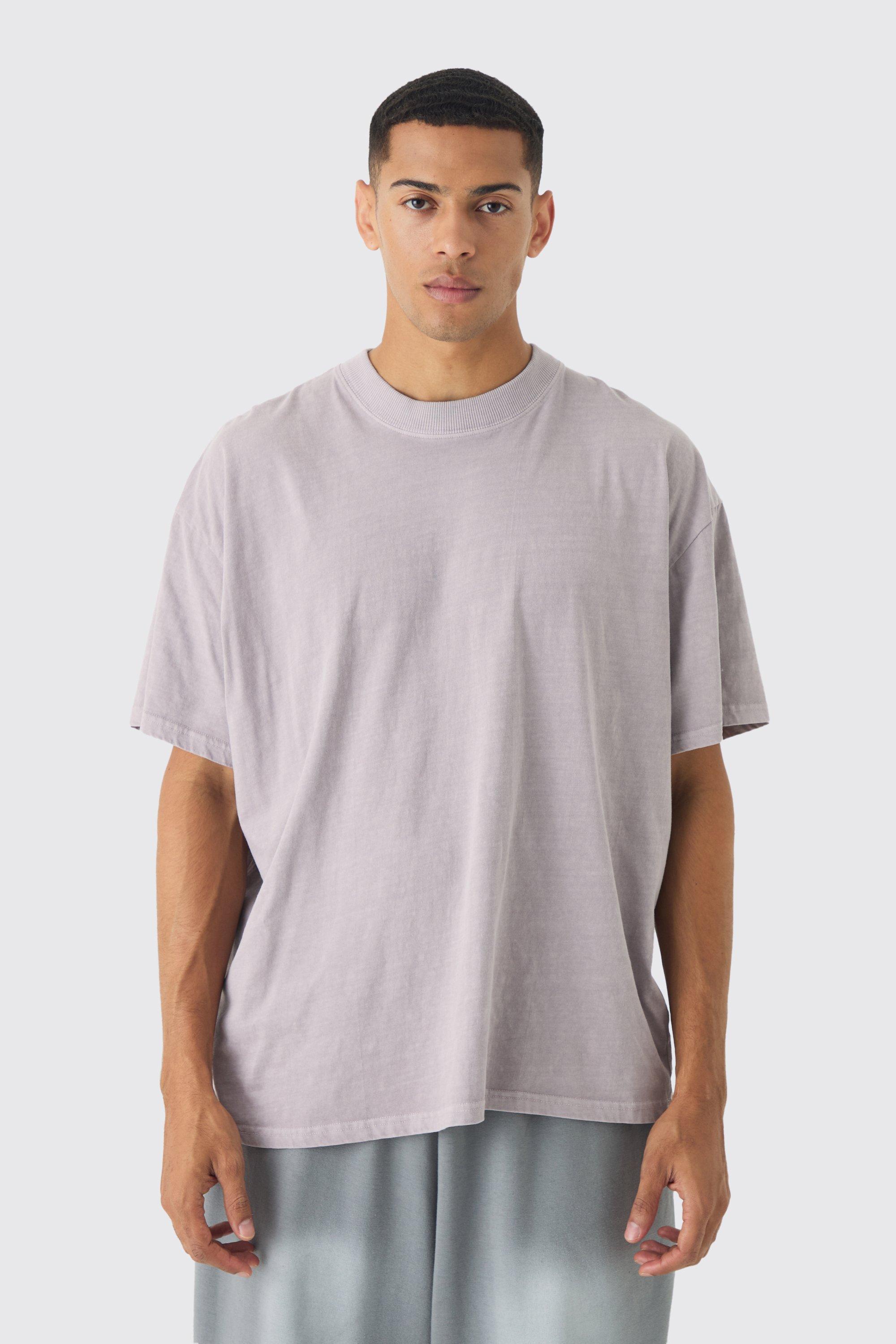 Oversized Extended Neck Washed T-shirt | boohooMAN USA Product Image