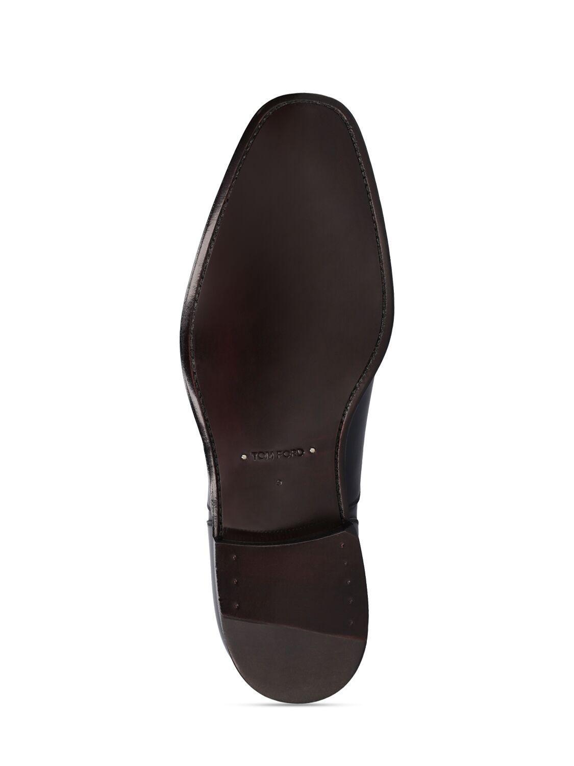 TOM FORD Black Elkan Leather Derby Shoes Product Image