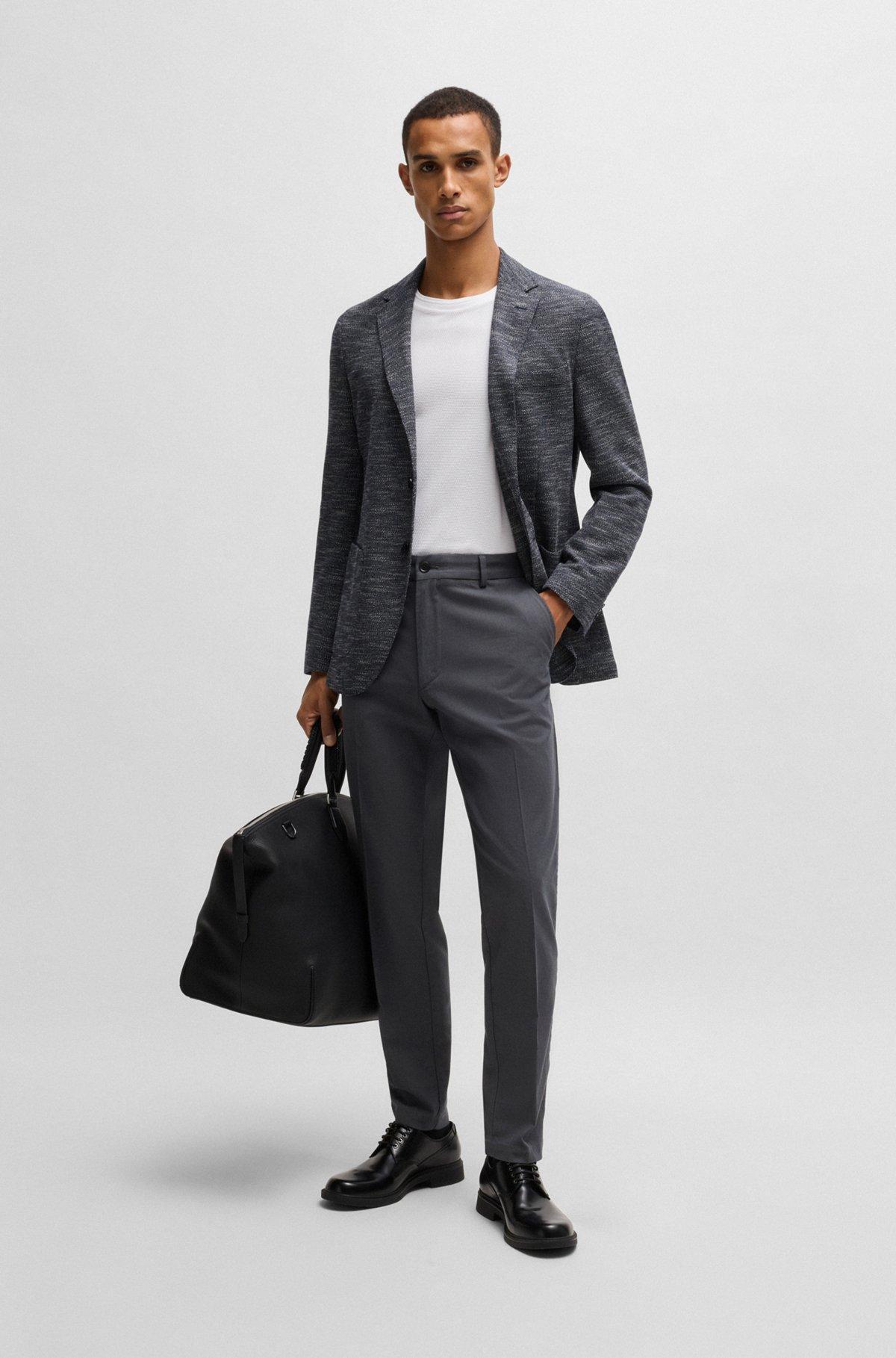 Regular-fit trousers in micro-patterned stretch cotton Product Image