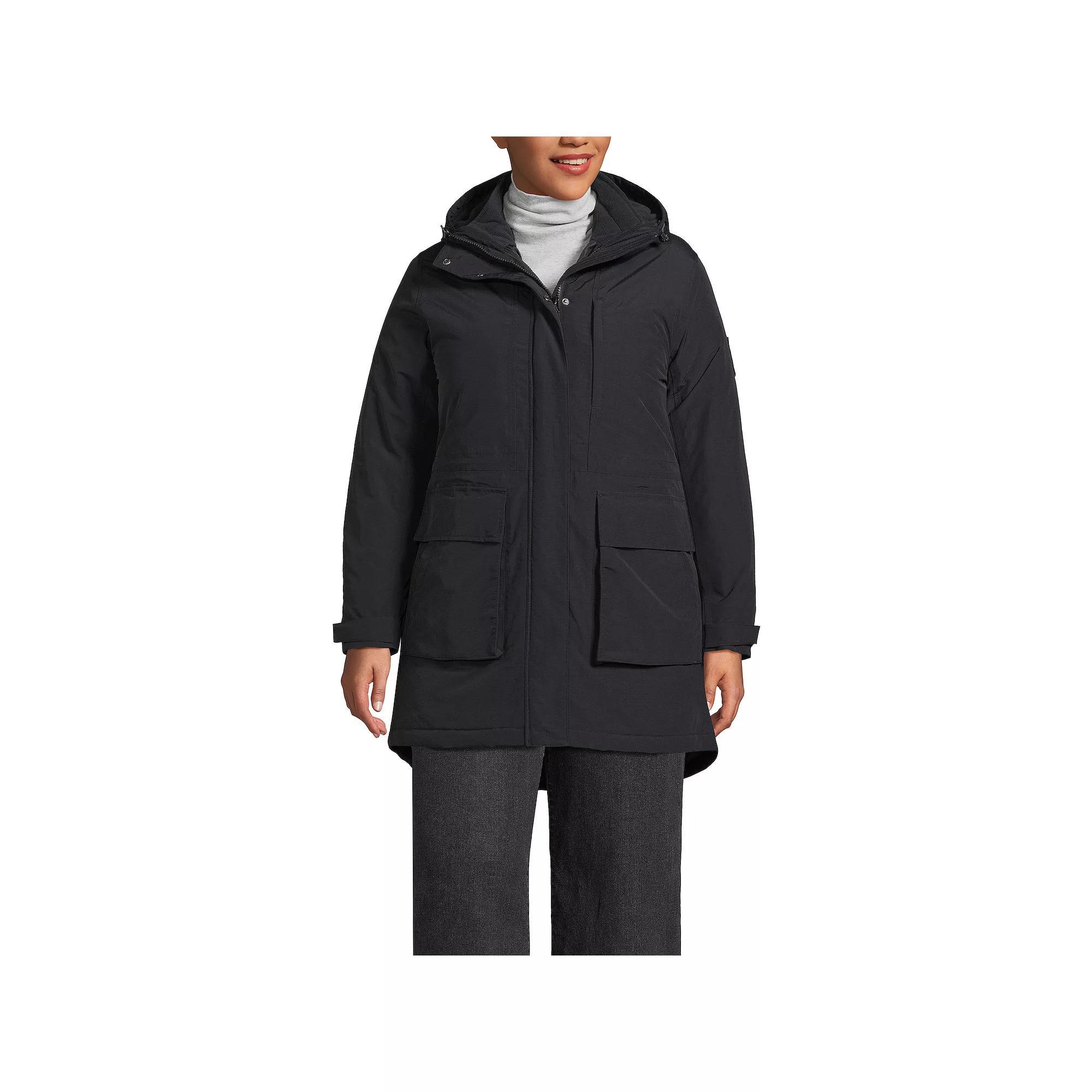 Plus Size Lands' End Women's 3-in-1 Squall Winter Parka Jacket, Size: 1XL, Black Product Image