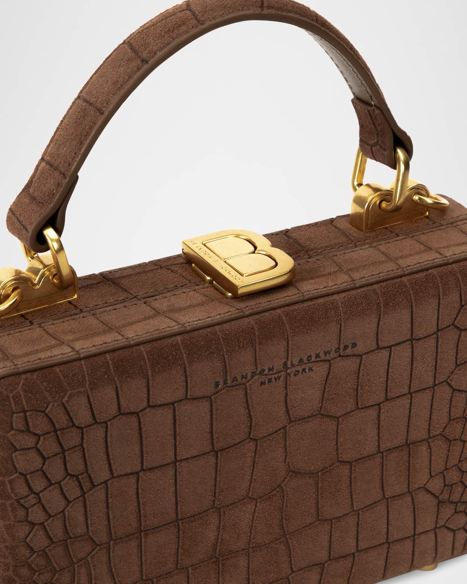Croc-Embossed Suede Top-Handle Bag Product Image