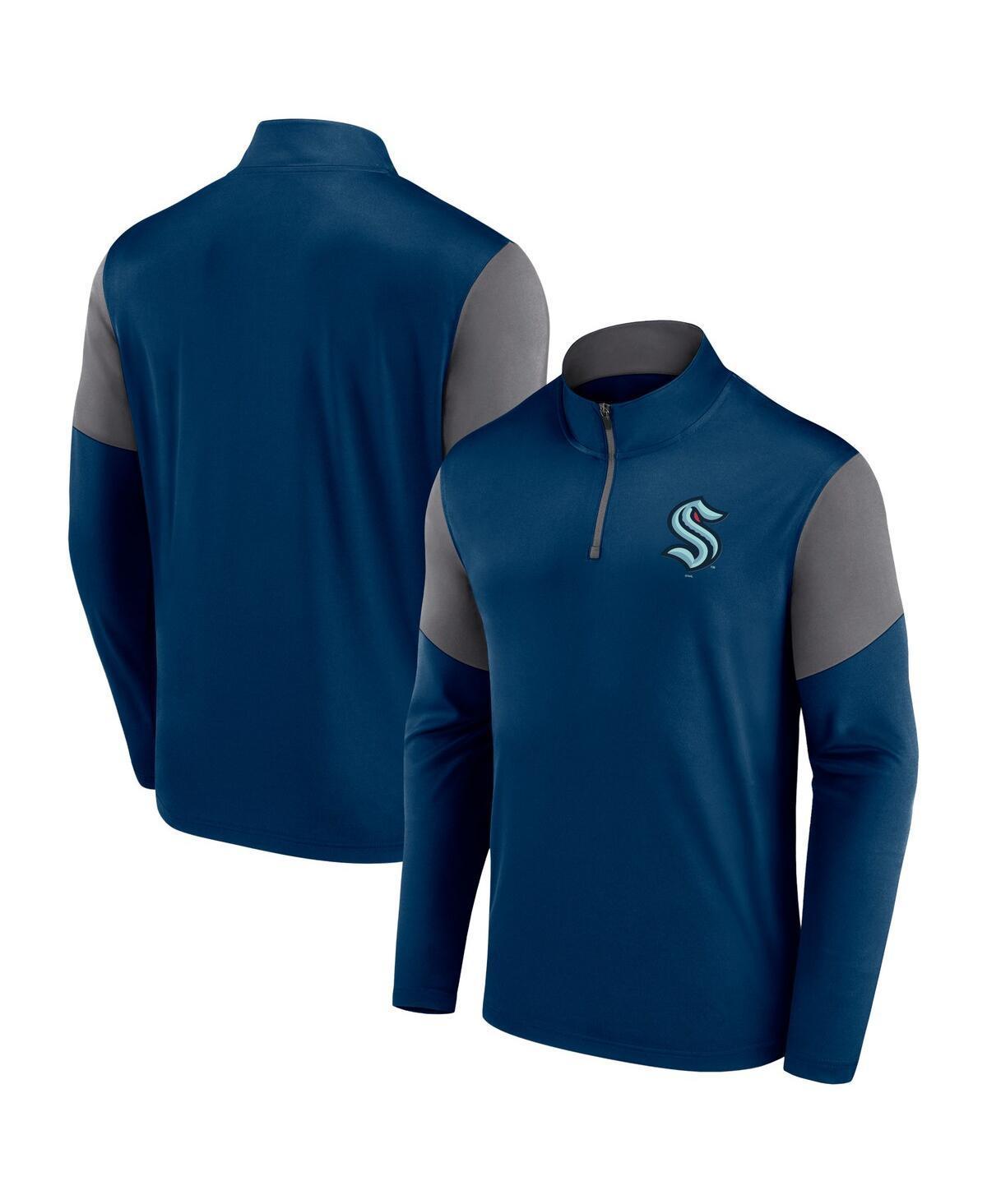 Mens Fanatics Branded Deep Sea Blue Seattle Kraken Logo Quarter-Zip Top Krk Blue Product Image