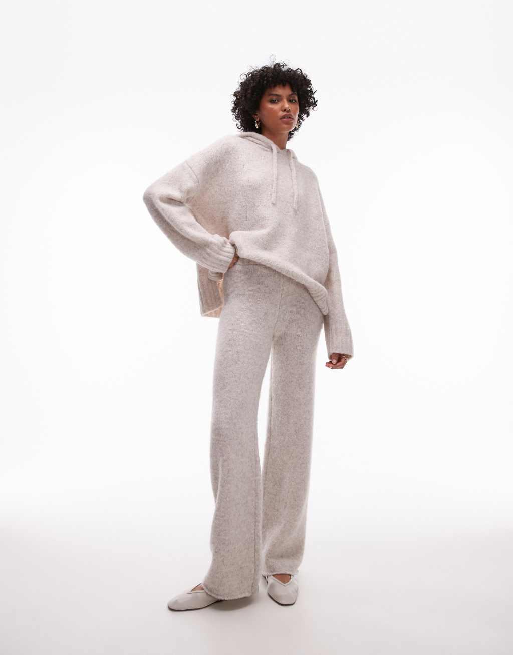 Topshop fluffy pants in oat - part of a set Product Image