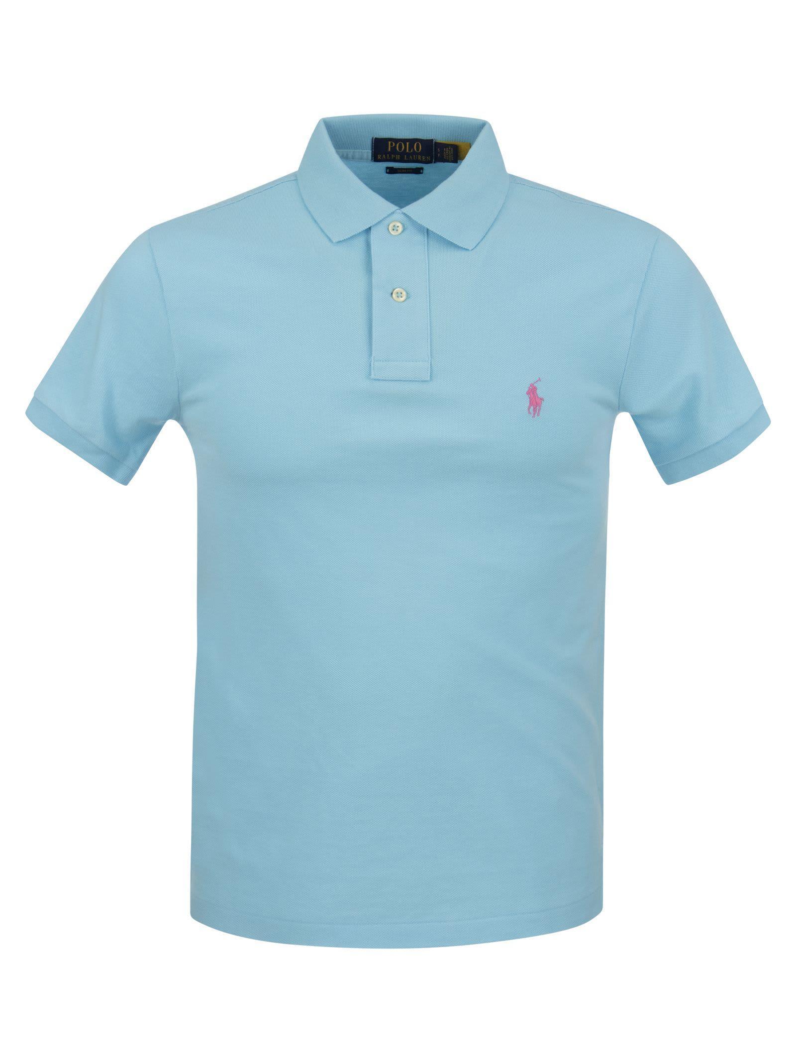 POLO RALPH LAUREN Slim-fit Pique Polo Shirt In Turquoise Product Image