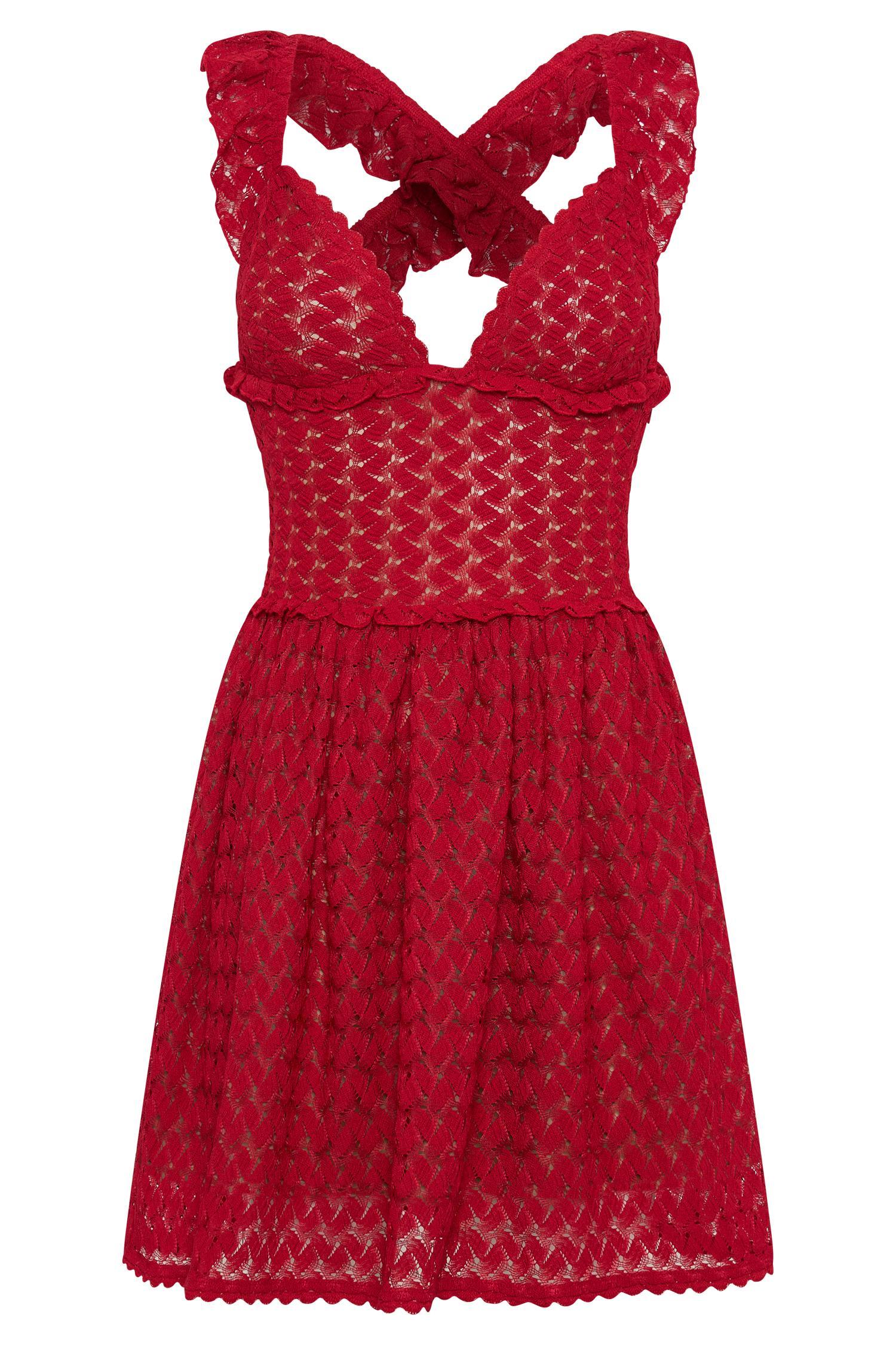 Ezra Lace Mini Dress - Deep Red Product Image
