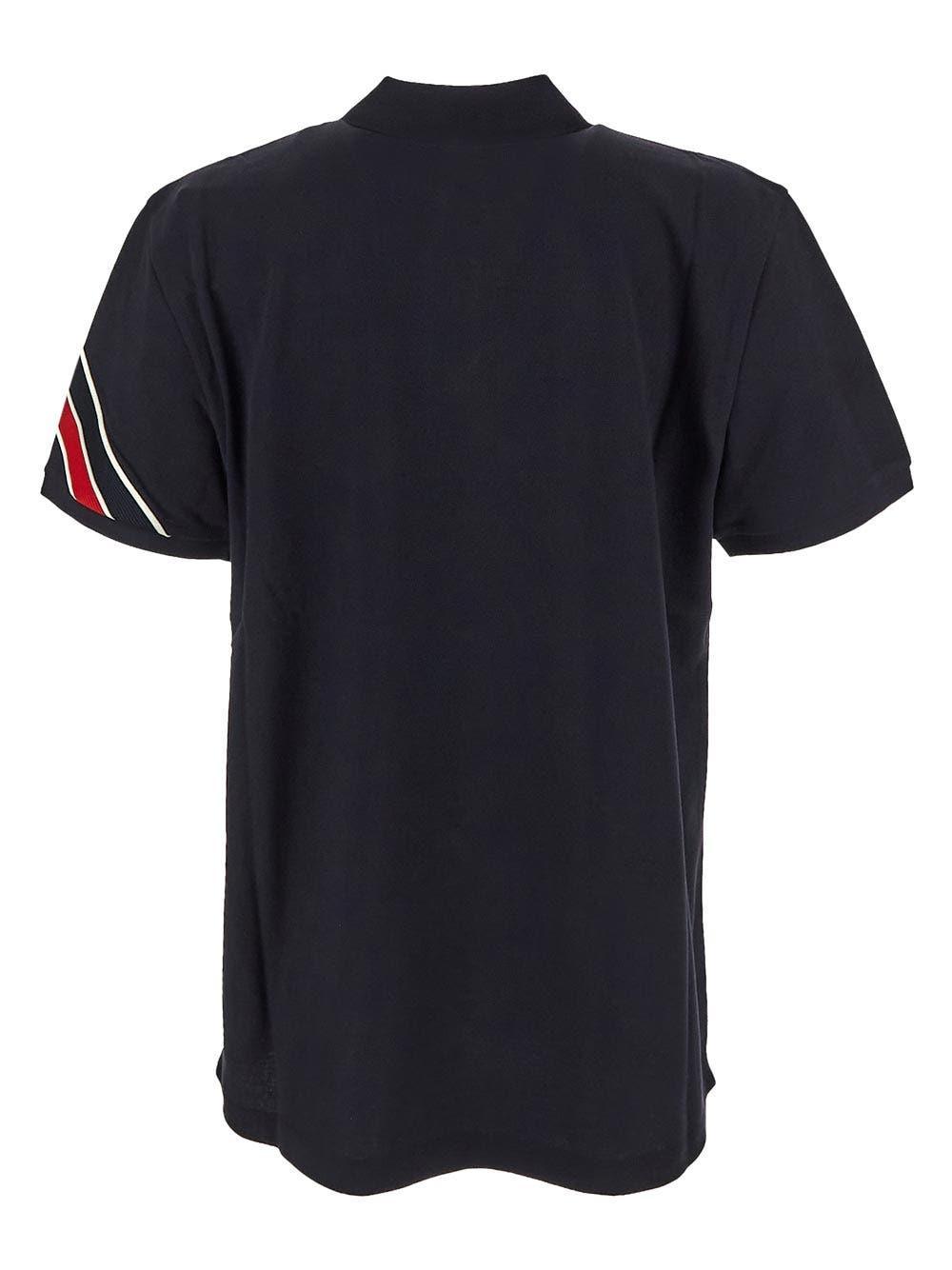 MONCLER Navy Cotton Polo Shirt In Black Product Image