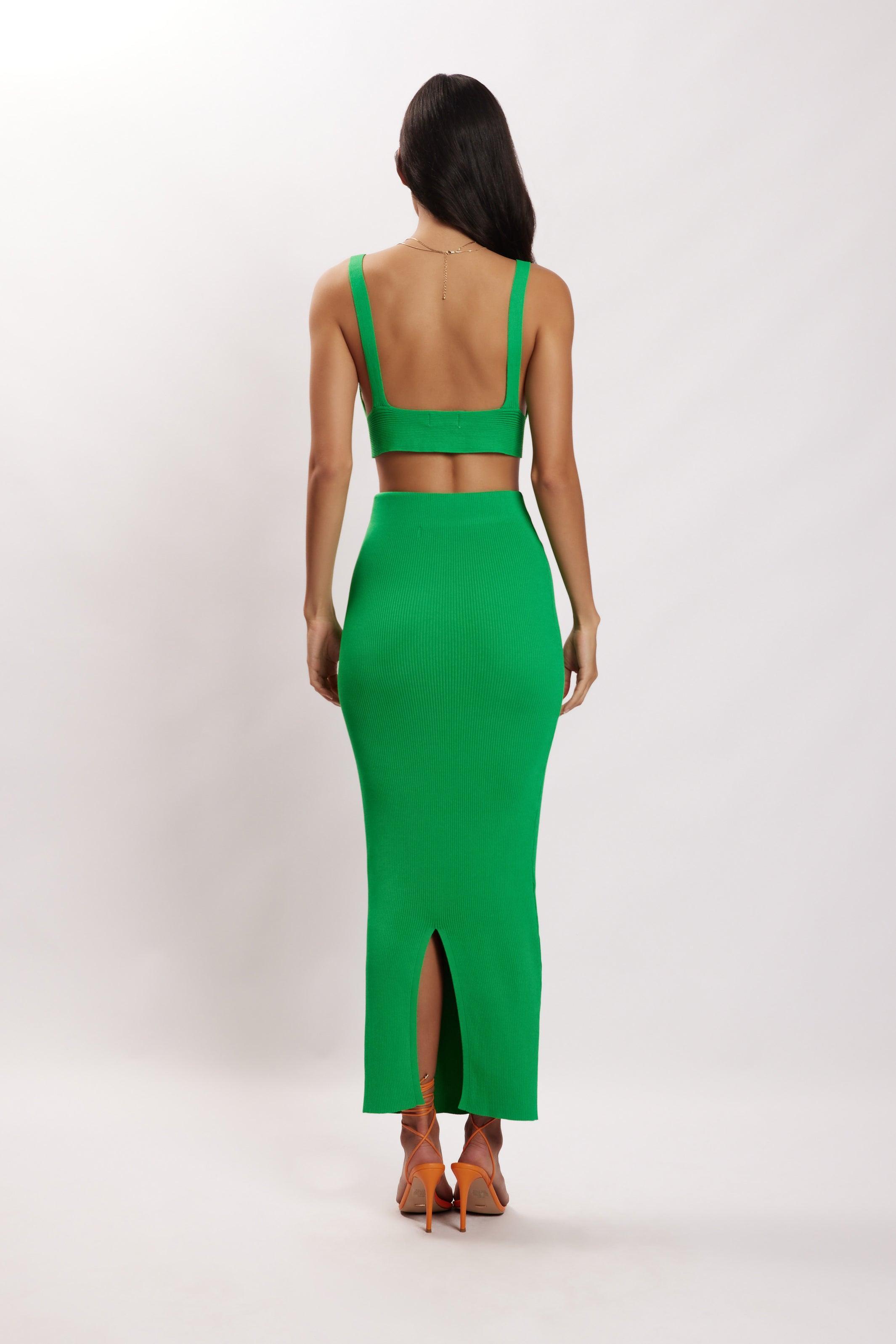 Kaesha Twist Front Knit Top - Green Product Image