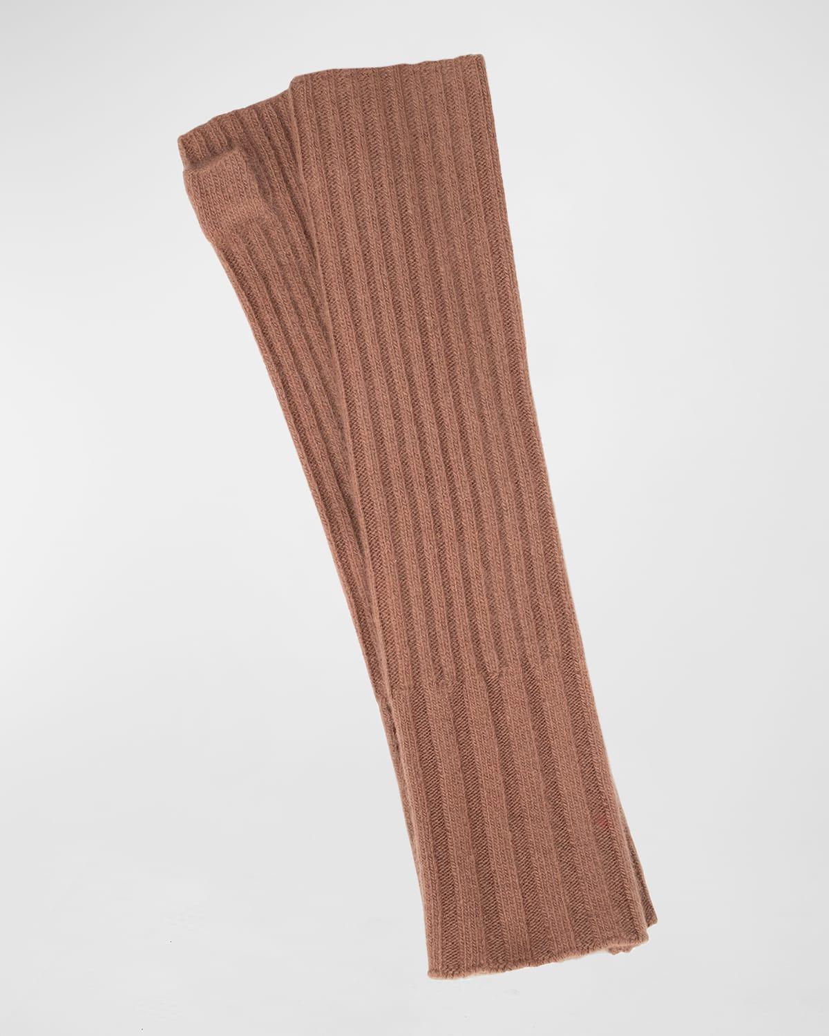 Long Ribbed Fingerless Cashmere Gloves Product Image