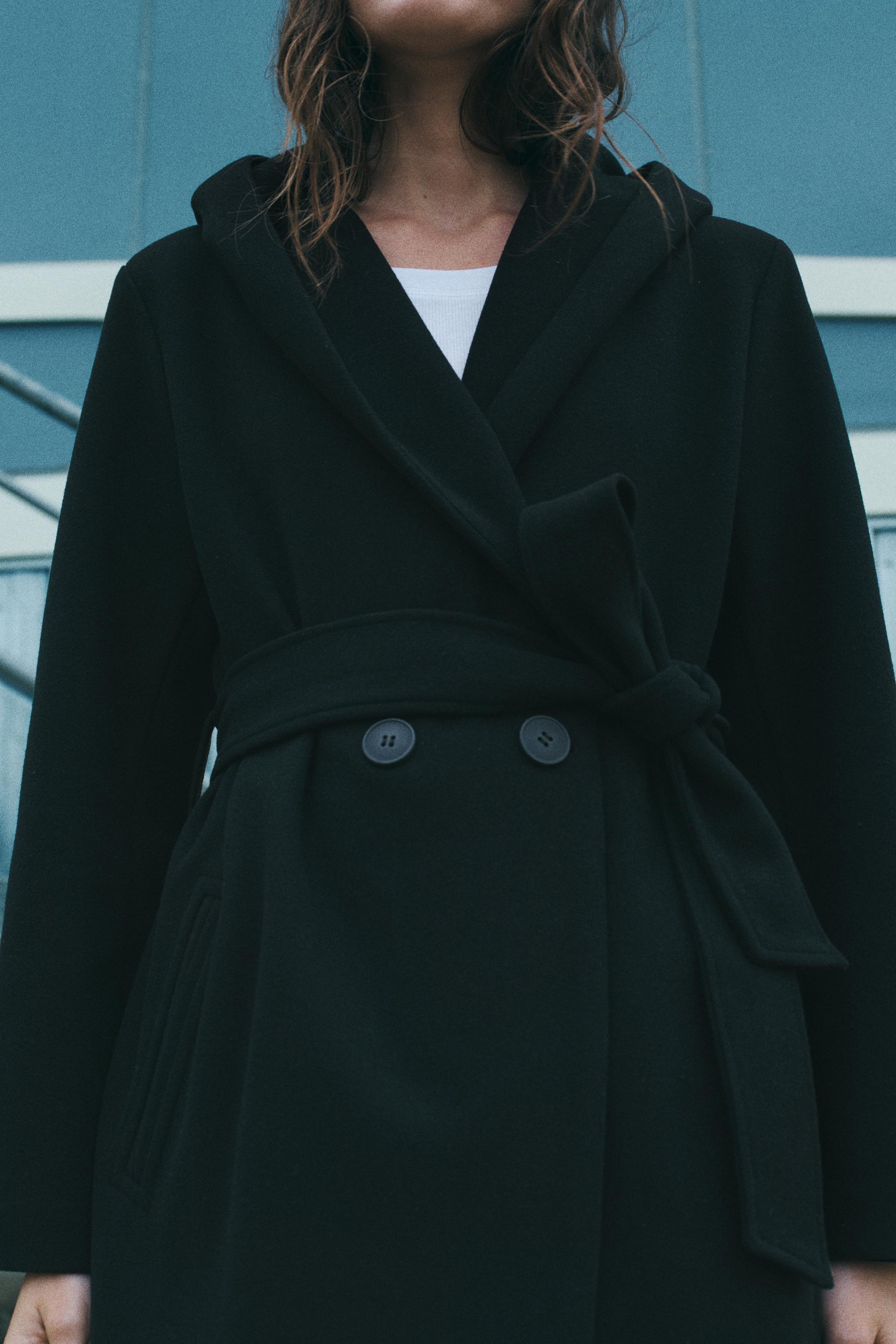 BELTED SOFT HOODED COAT Product Image