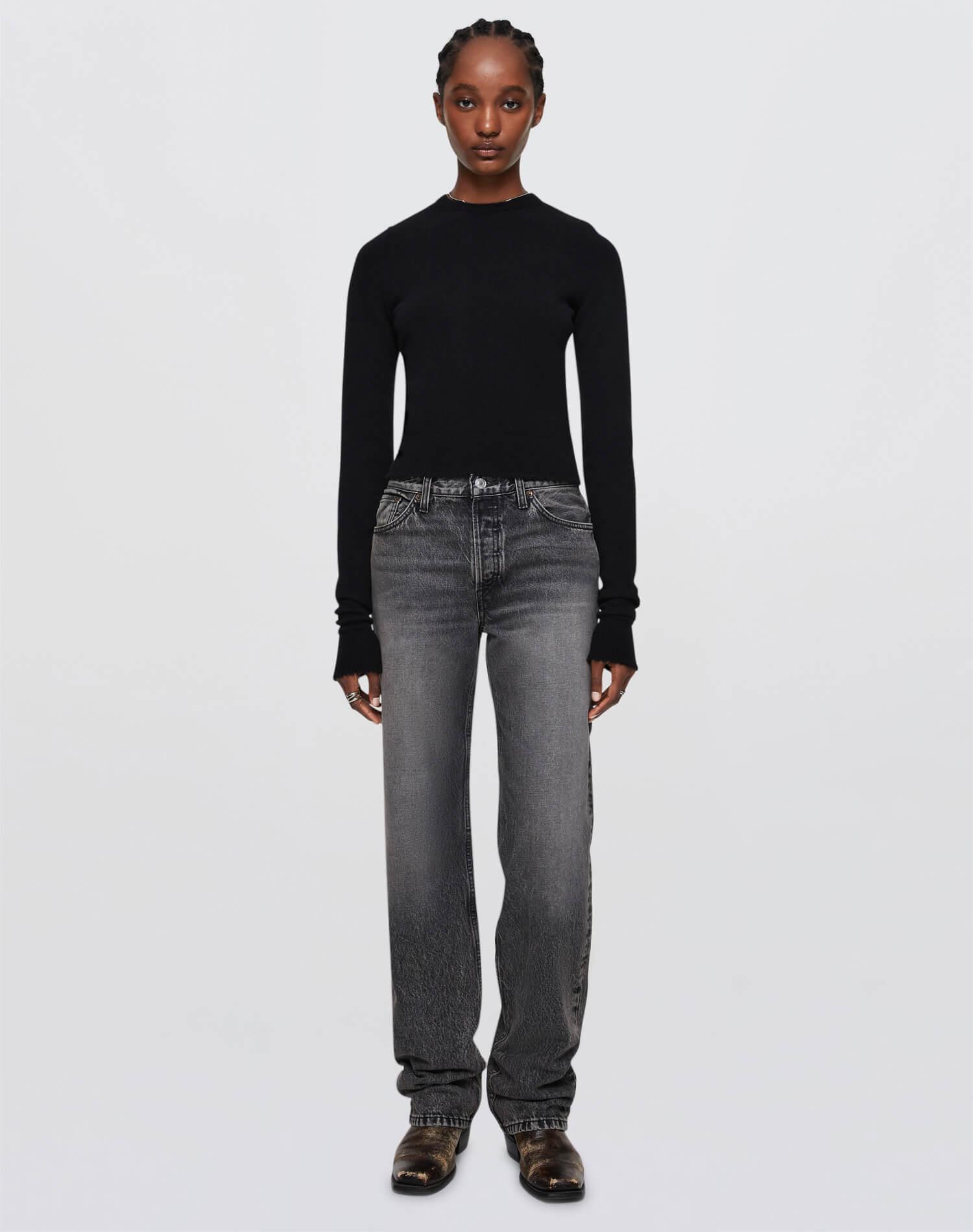 Cashmere Crewneck Pullover - Black Female Product Image