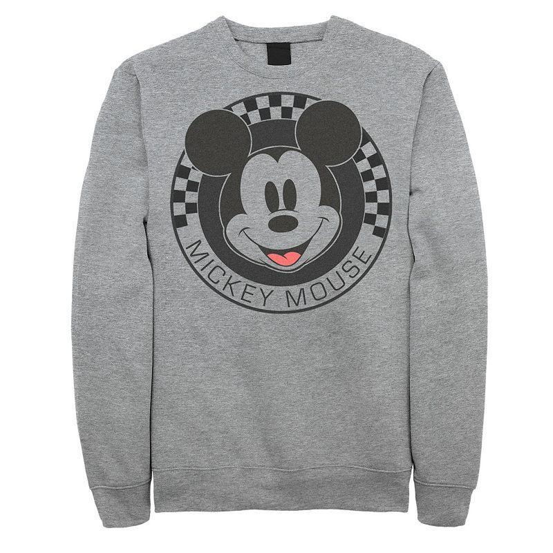 Men's Disney's Mickey And Friends Mickey Mouse Checkerboard Circle Sweatshirt, Size: Large, Athletic Grey Product Image