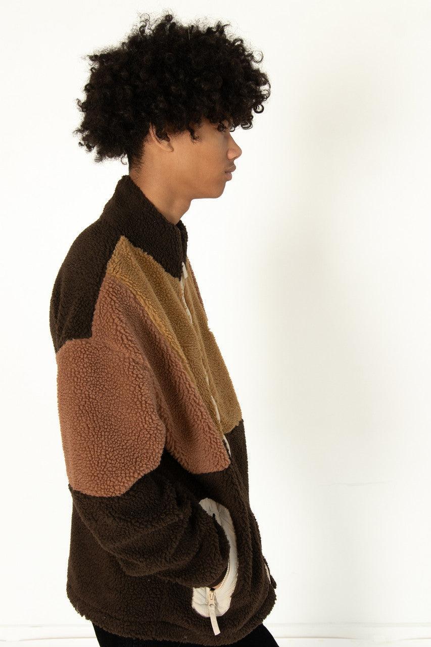 Zip Up Colorblock Sherpa Jacket Product Image
