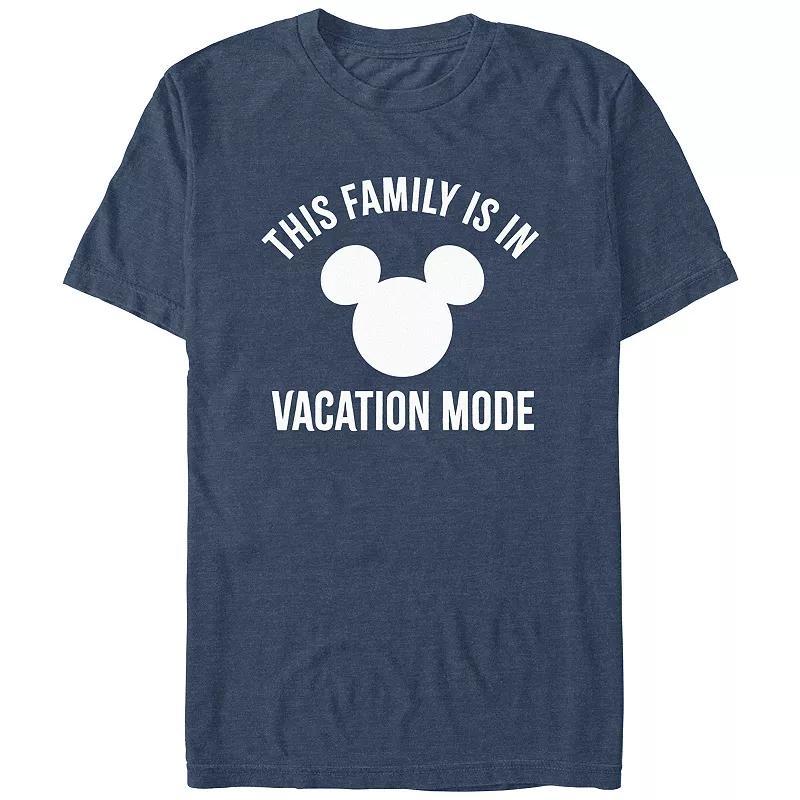 Disney's Men's This Family Is In Vacation Mode Mickey Head Logo Tee, Size: Small, Navy Grey Product Image