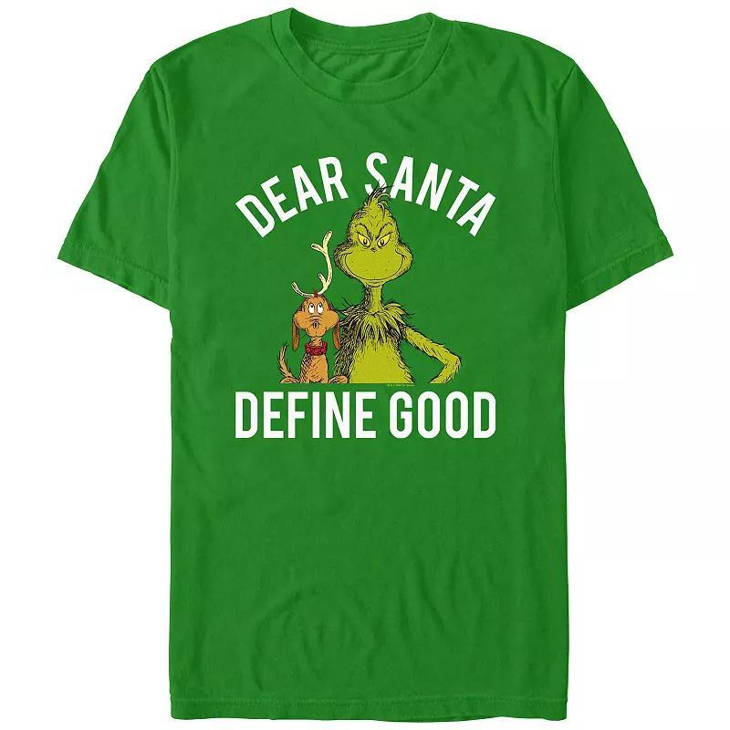 Men's Dr. Seuss Grinch Dear Santa Define Good Graphic Tee, Size: XS, Kelly Product Image