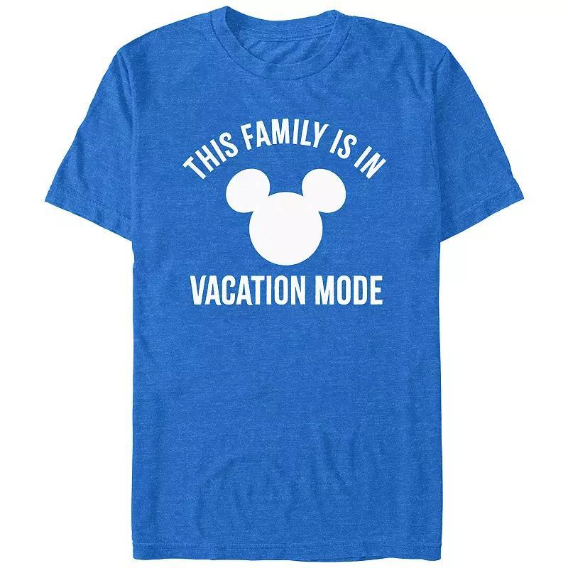 Disney's Men's This Family Is In Vacation Mode Mickey Head Logo Tee, Size: Small, Navy Grey Product Image